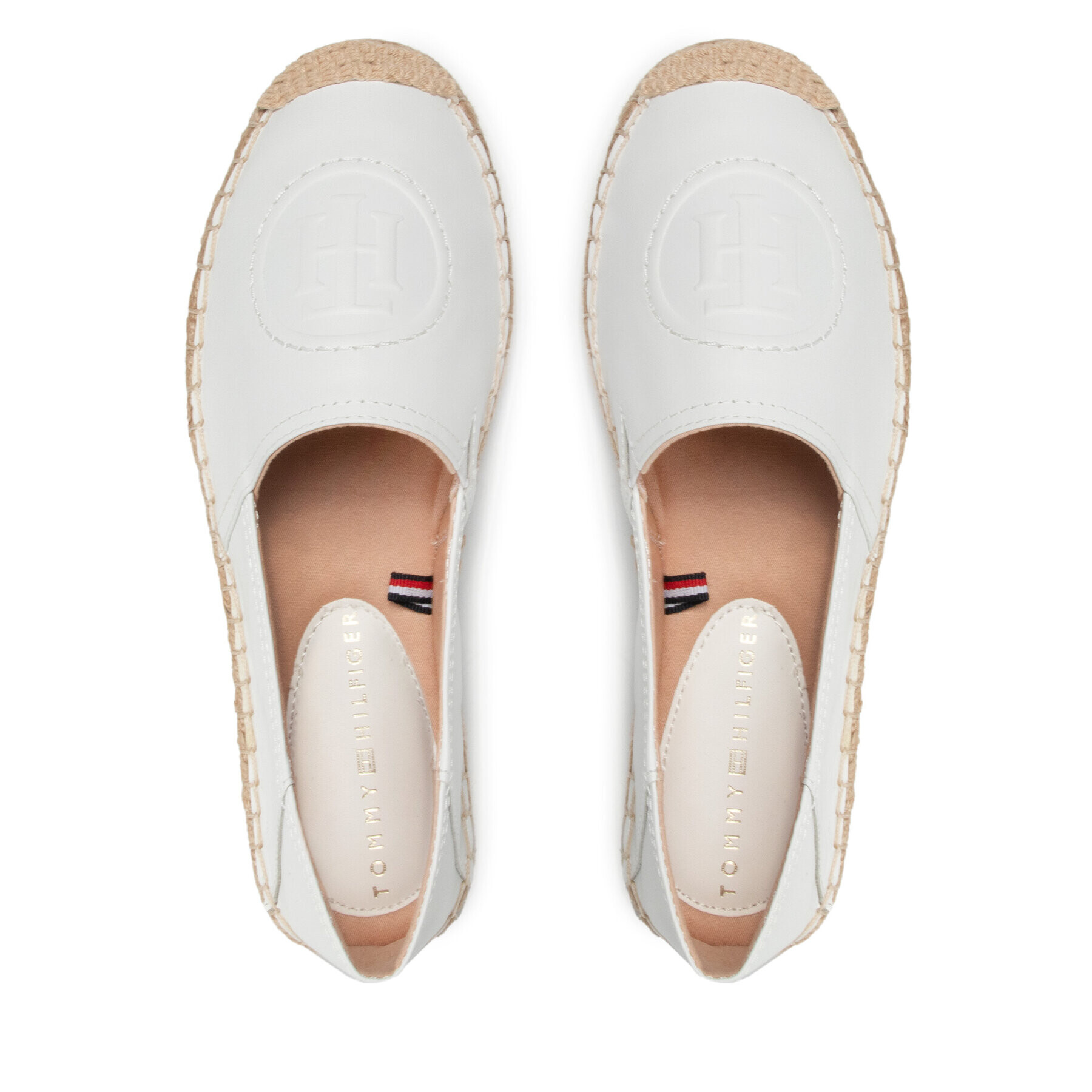 Tommy Hilfiger Espadrilky Th Logo Leather Espadrille FW0FW06168 Biela - Pepit.sk