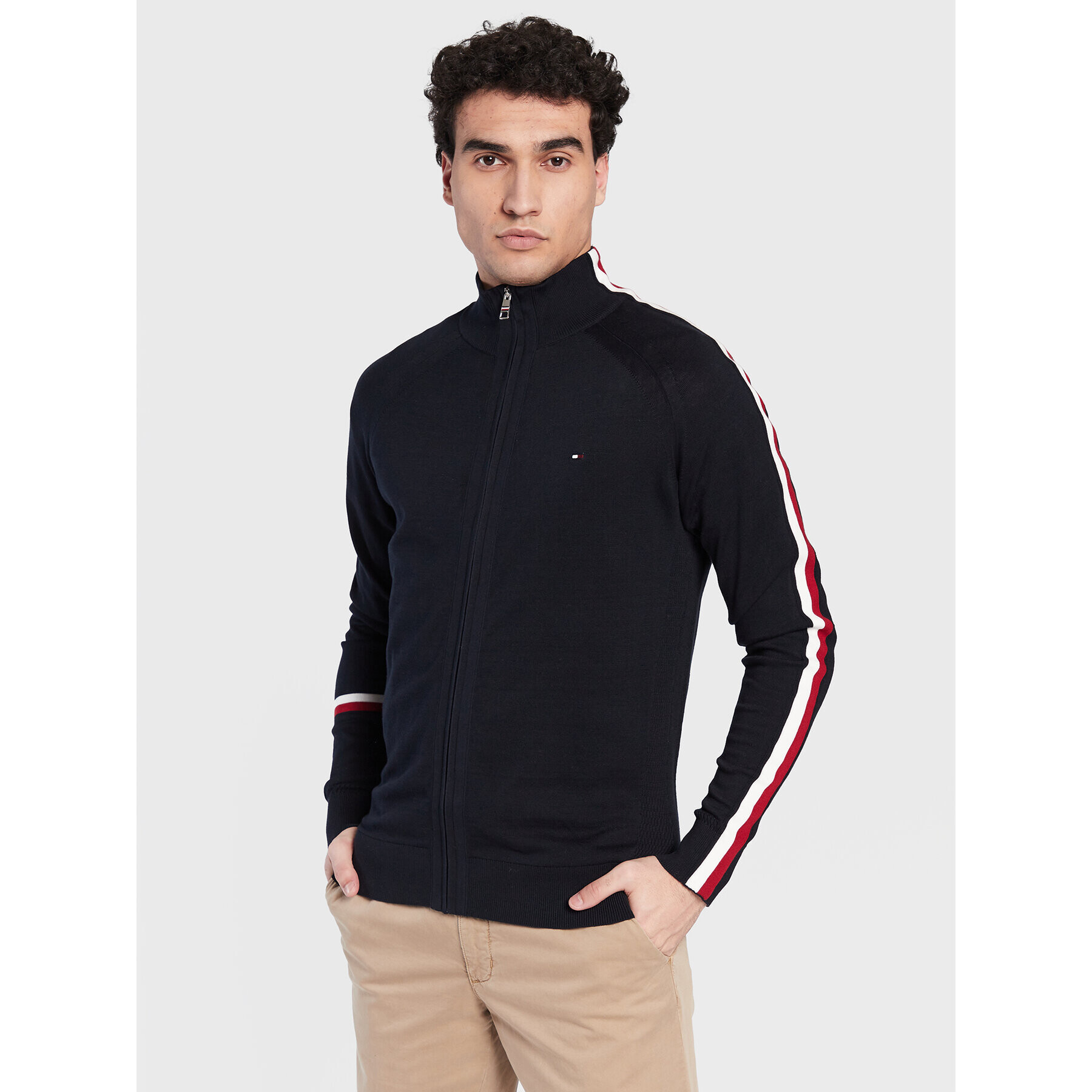 Tommy Hilfiger Kardigán Global Stripe MW0MW29036 Tmavomodrá Regular Fit - Pepit.sk