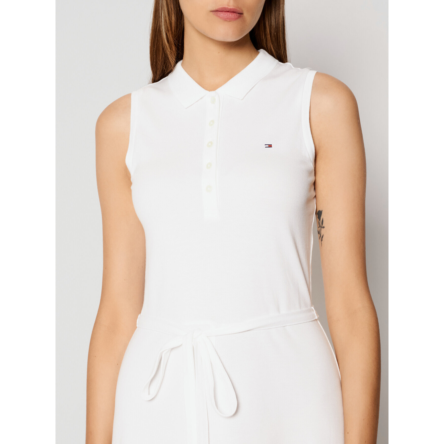 Tommy Hilfiger Každodenné šaty F&F Midi Polo Dress WW0WW30498 Biela Regular Fit - Pepit.sk