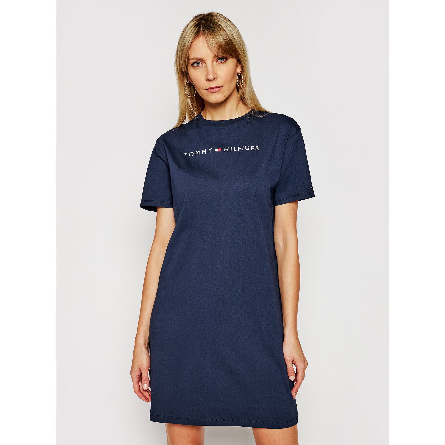 Tommy Hilfiger Každodenné šaty Rn Dress Half Sleeve UW0UW01639 Tmavomodrá Regular Fit - Pepit.sk