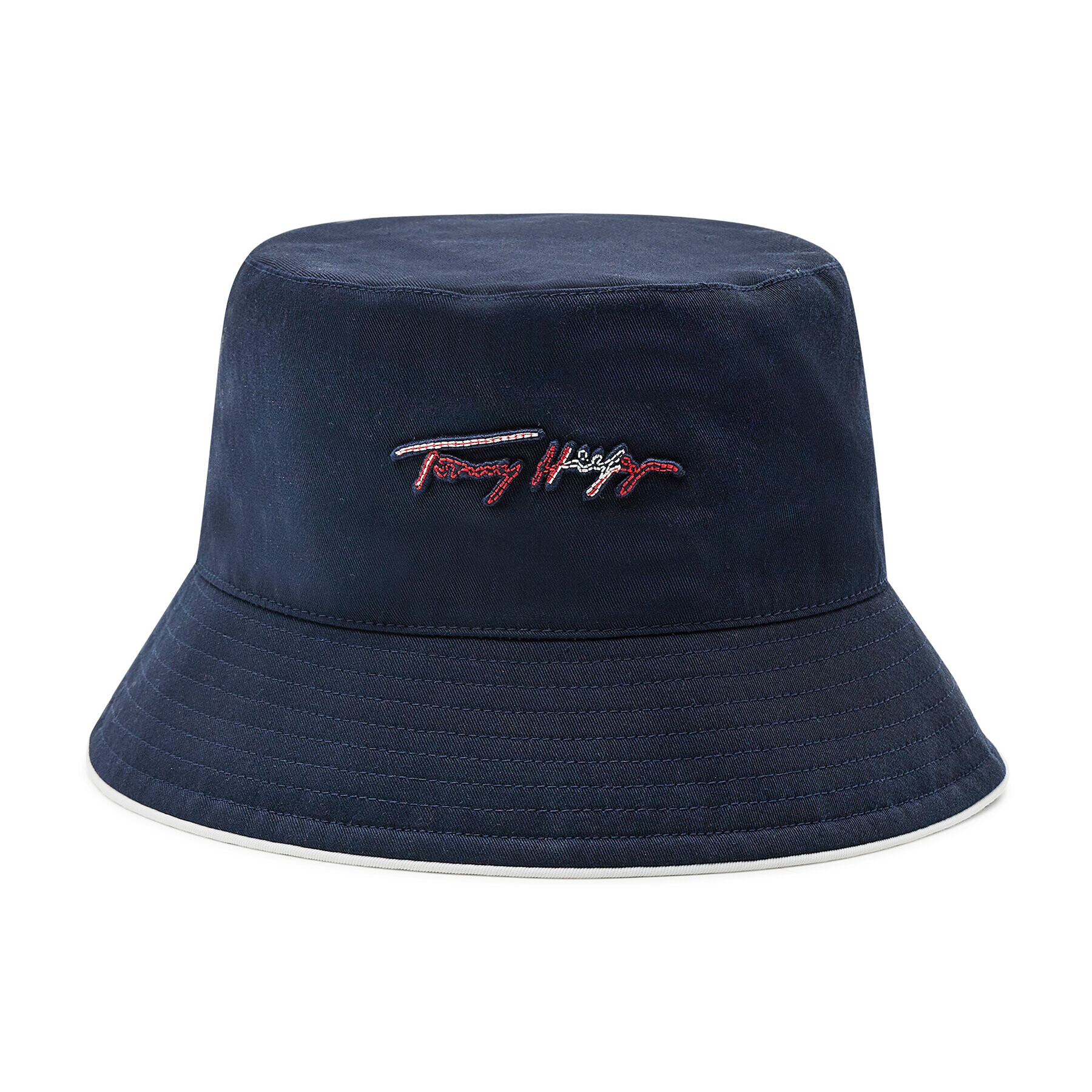 Tommy Hilfiger Klobúk Bucket Iconic Signature AW0AW11671 Tmavomodrá - Pepit.sk