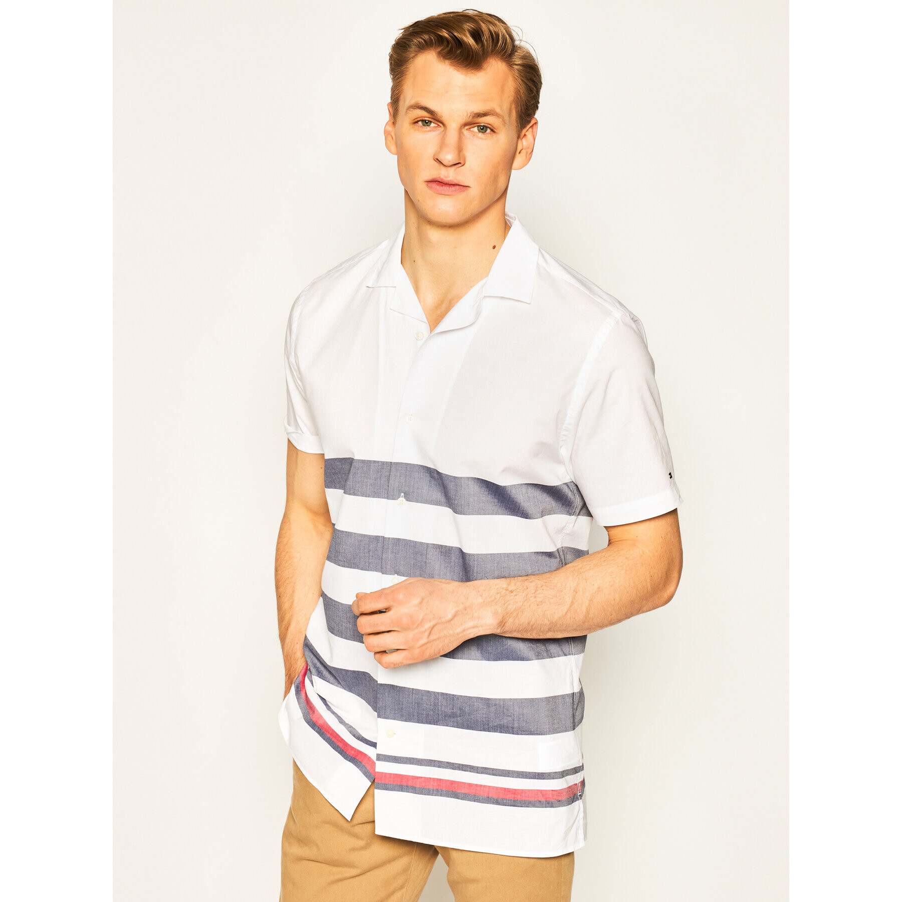 Tommy Hilfiger Košeľa Breton MW0MW13450 Biela Regular Fit - Pepit.sk