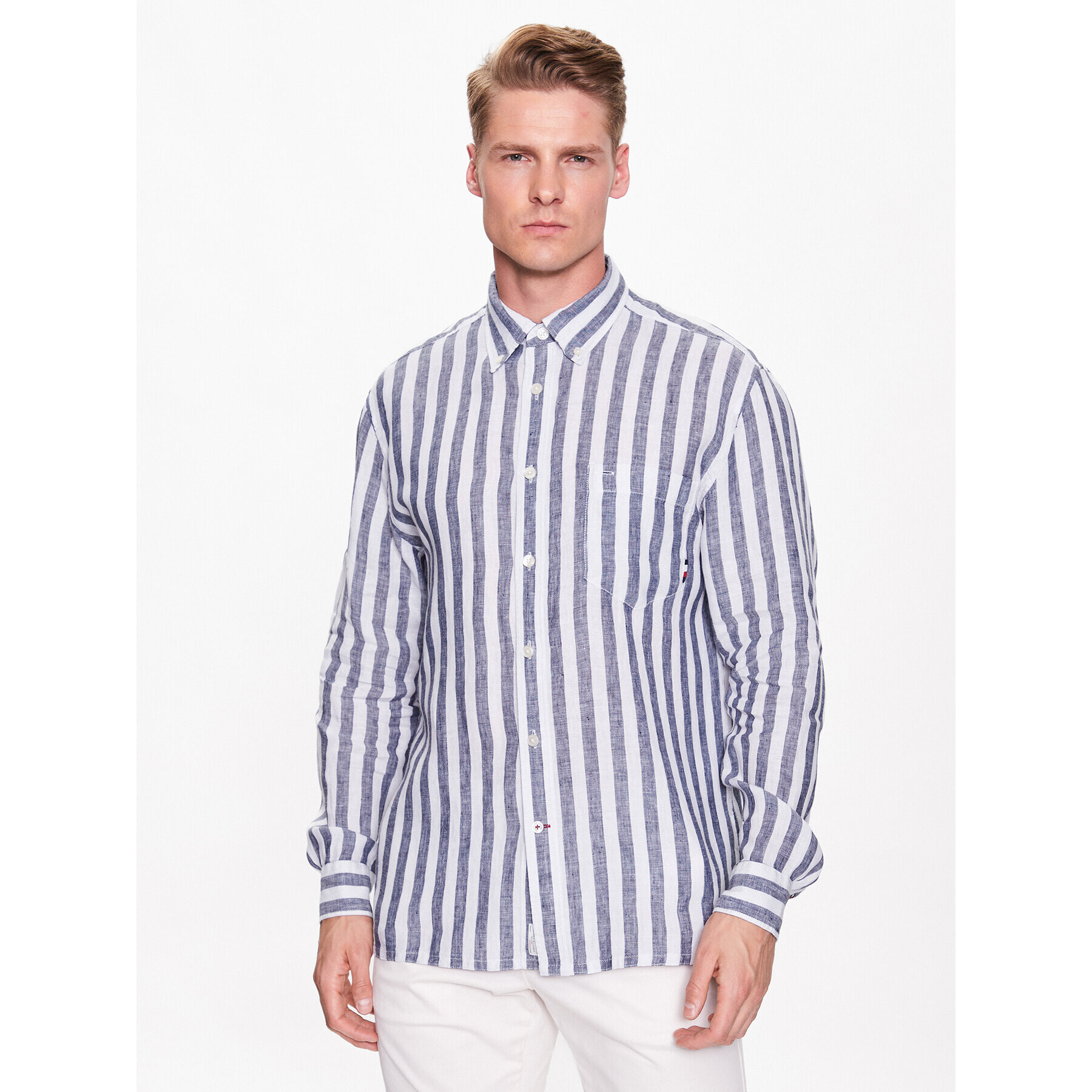 Tommy Hilfiger Košeľa Breton MW0MW30705 Tmavomodrá Regular Fit - Pepit.sk