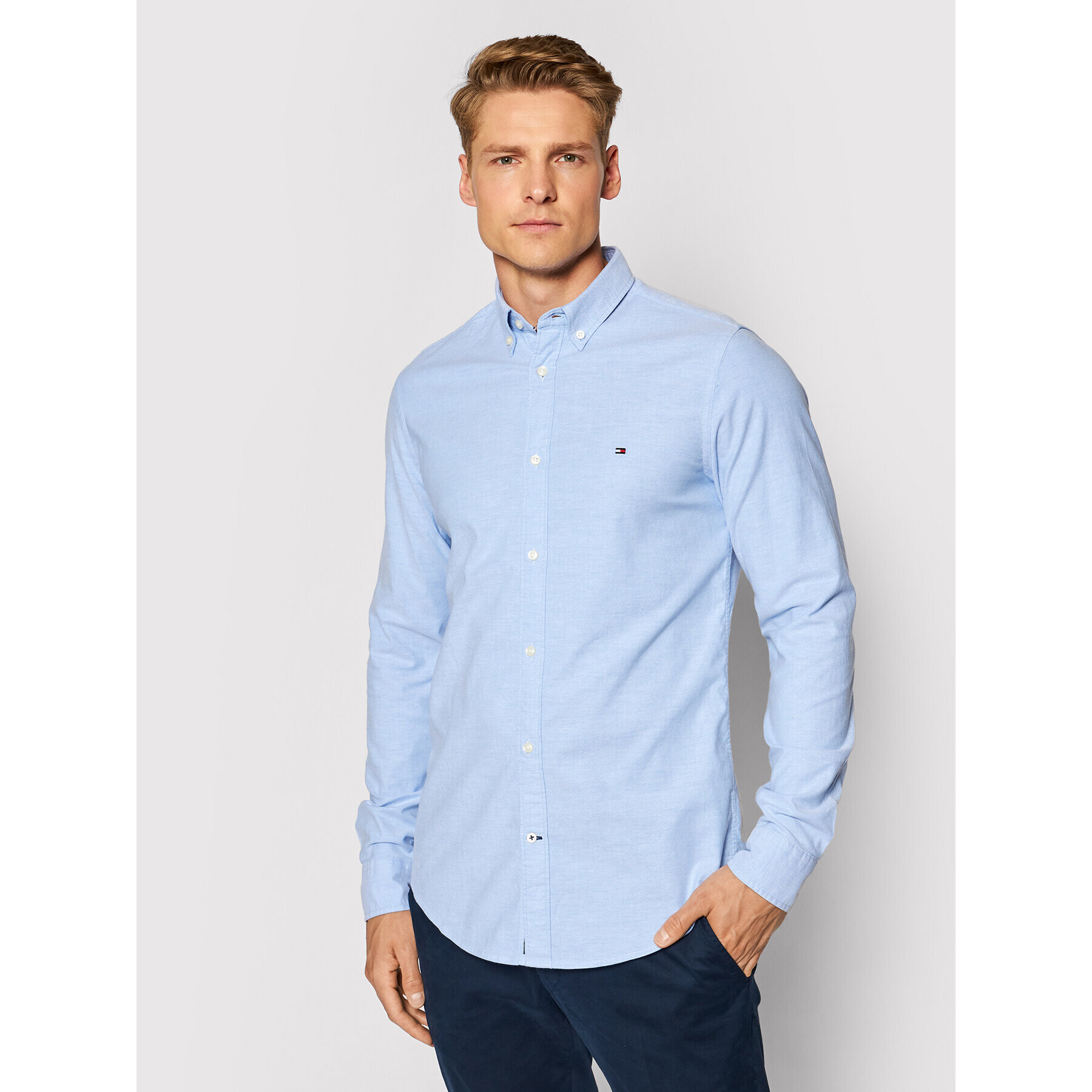 Tommy Hilfiger Košeľa Core Stretch Slim Oxford Shirt MW0MW03745 Modrá Slim Fit - Pepit.sk