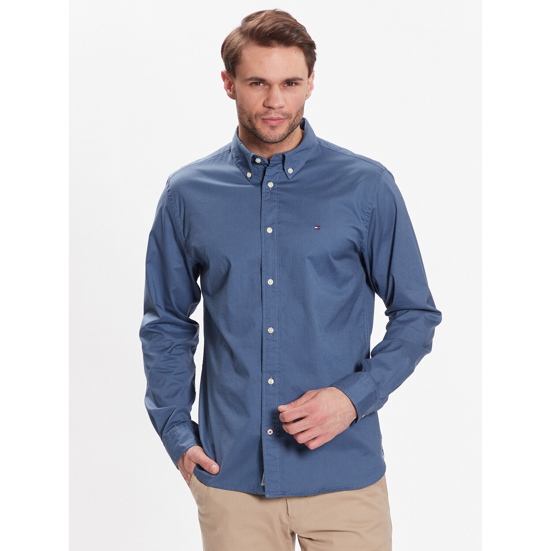 Tommy Hilfiger Košeľa Flex Poplin MW0MW30934 Modrá Regular Fit - Pepit.sk