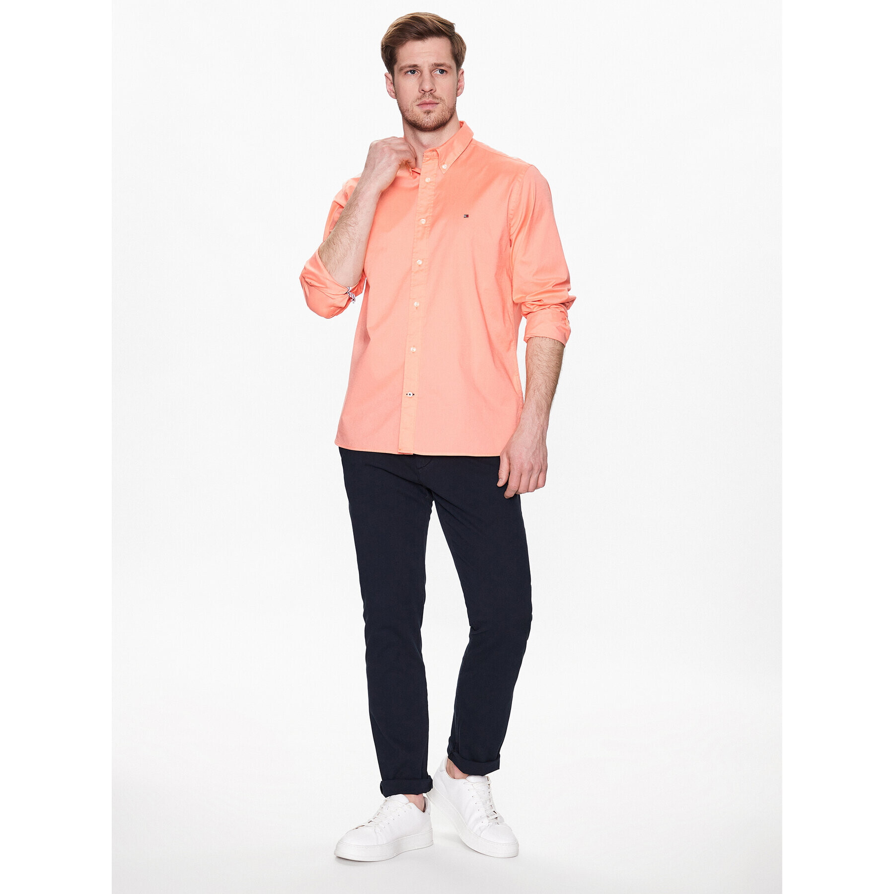 Tommy Hilfiger Košeľa Flex Poplin MW0MW30934 Oranžová Regular Fit - Pepit.sk