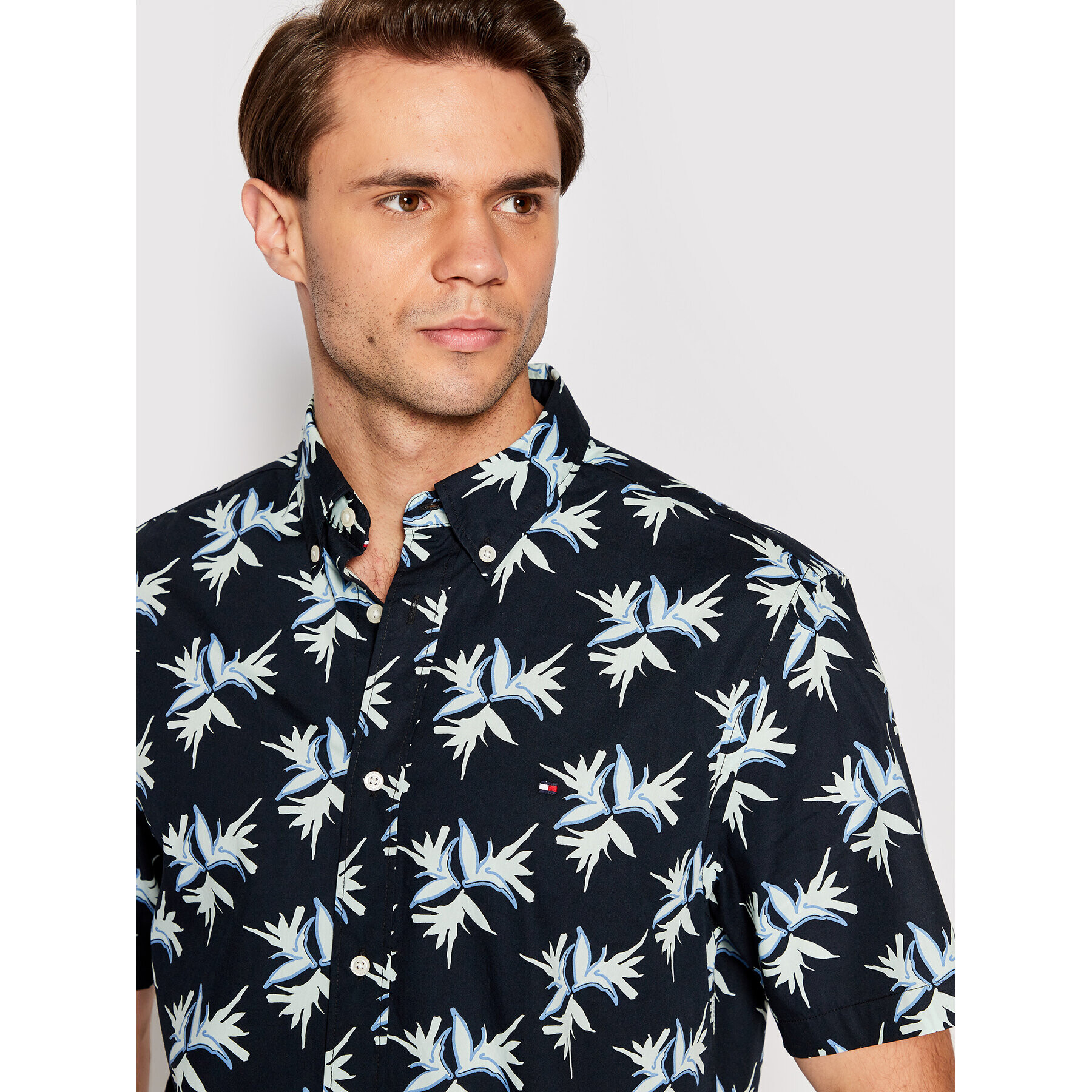 Tommy Hilfiger Košeľa Leaf Print MW0MW26055 Tmavomodrá Regular Fit - Pepit.sk