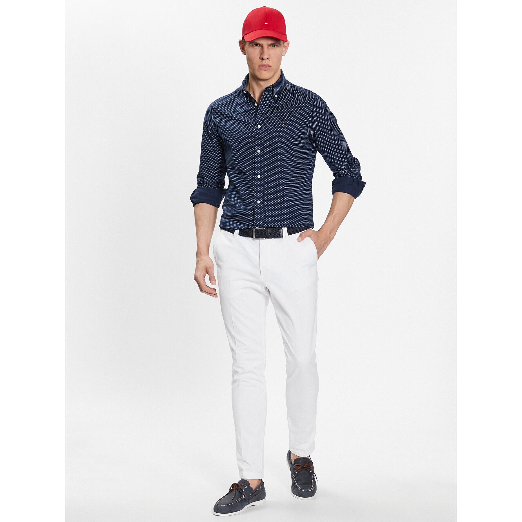 Tommy Hilfiger Košeľa Micro Dot Print MW0MW31777 Tmavomodrá Slim Fit - Pepit.sk