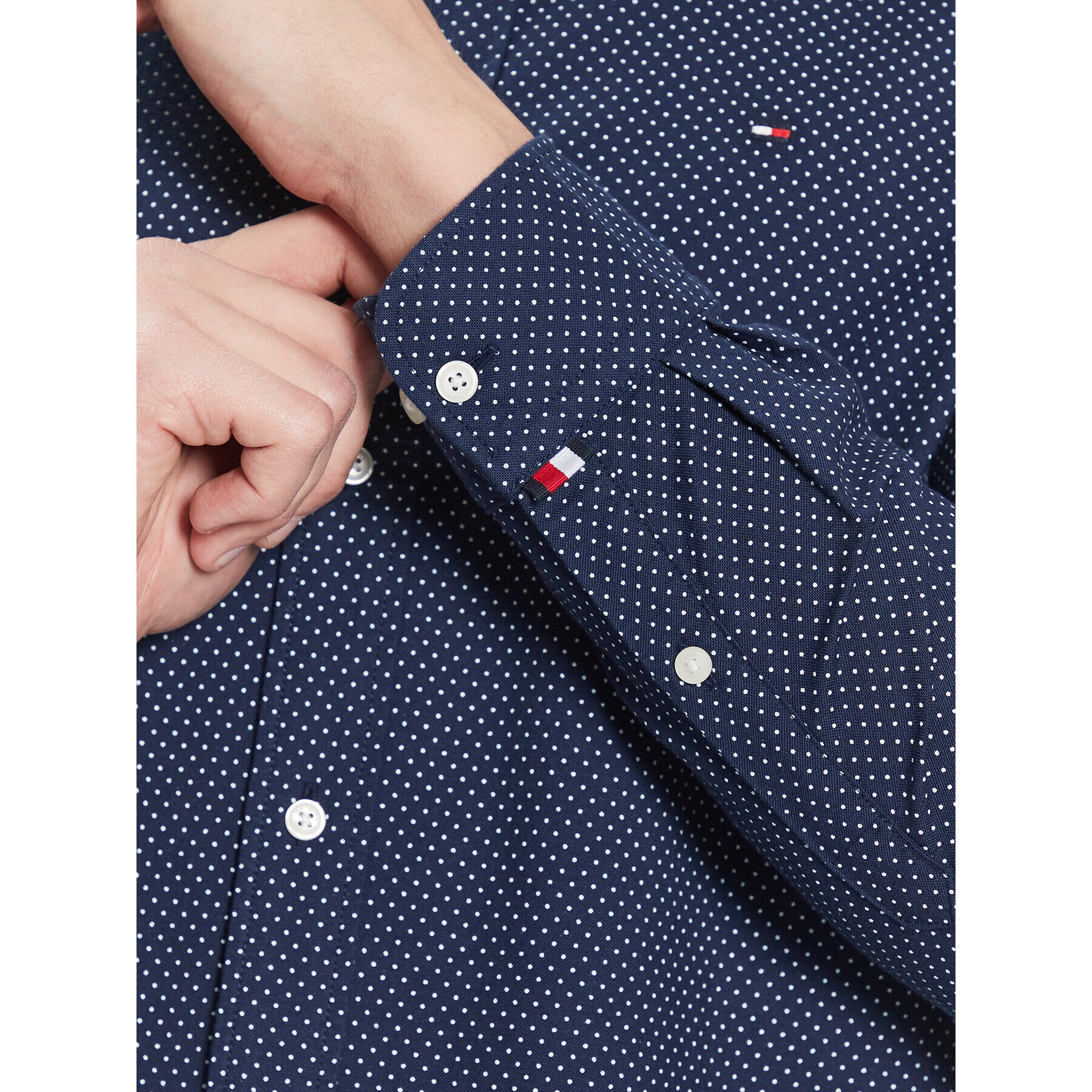 Tommy Hilfiger Košeľa Micro Dot Print MW0MW31777 Tmavomodrá Slim Fit - Pepit.sk