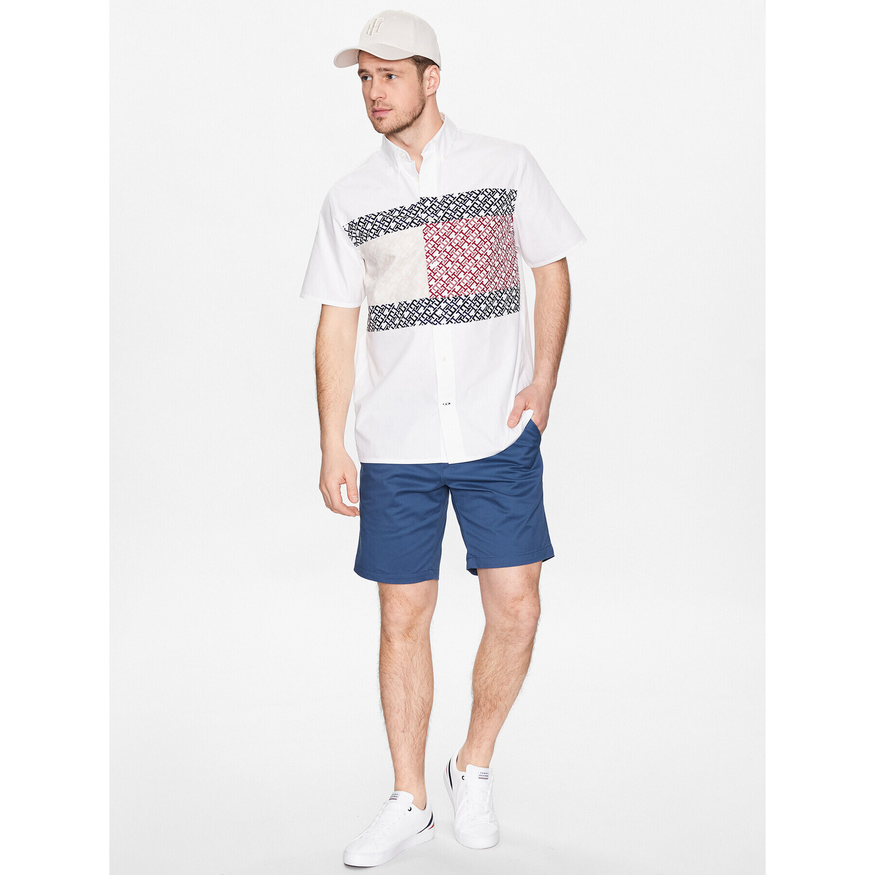 Tommy Hilfiger Košeľa Monogram Blocking MW0MW30628 Biela Regular Fit - Pepit.sk