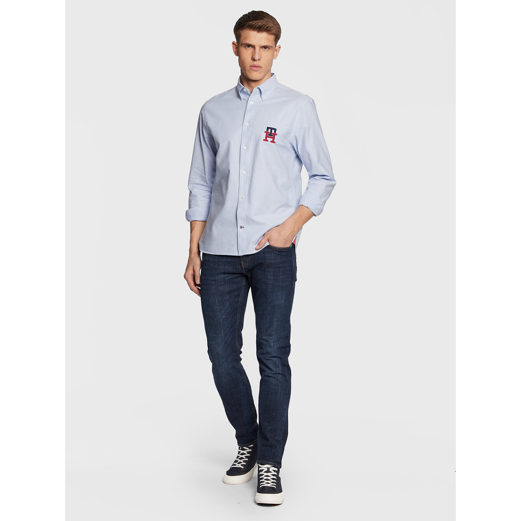 Tommy Hilfiger Košeľa Monogram Oxford MW0MW28430 Modrá Regular Fit - Pepit.sk