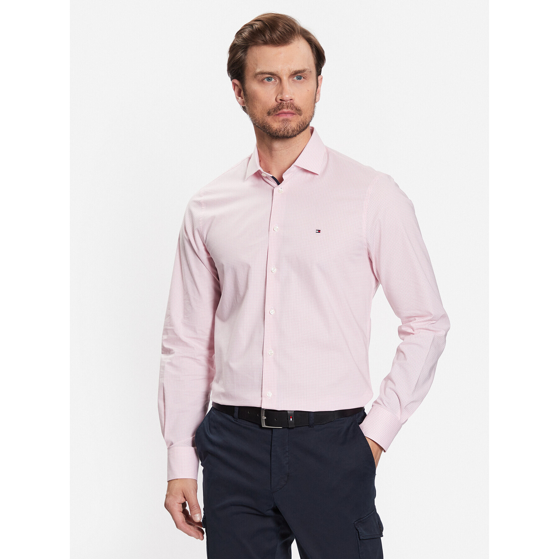 Tommy Hilfiger Košeľa MW0MW31845 Ružová Slim Fit - Pepit.sk