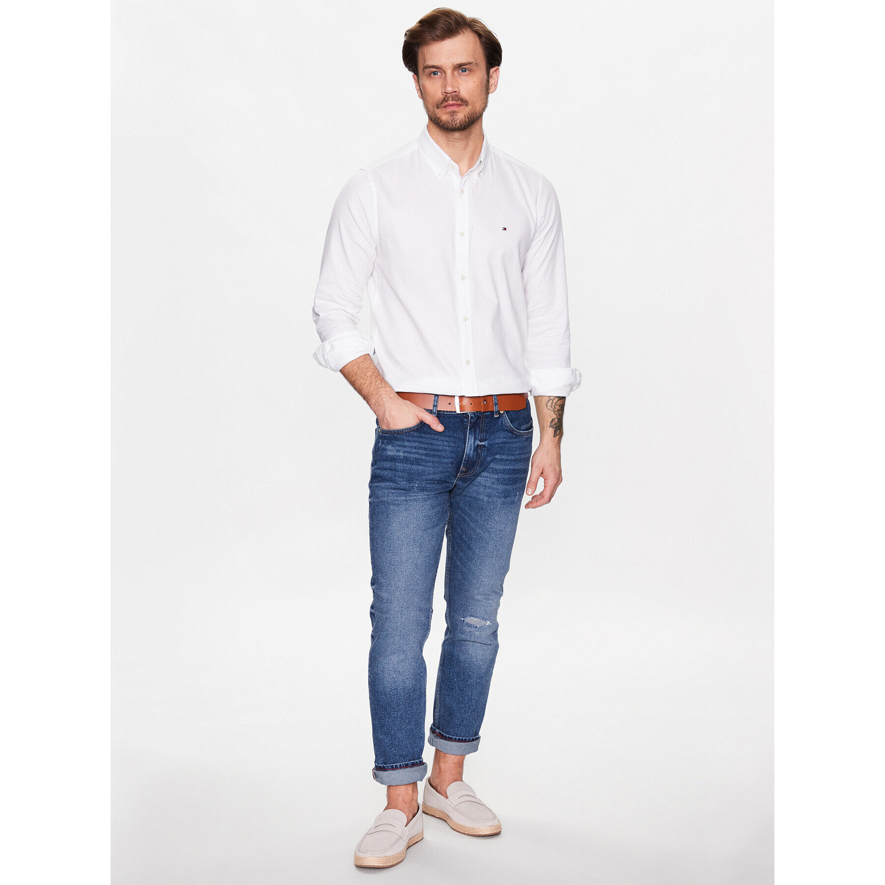 Tommy Hilfiger Košeľa Natural MW0MW30687 Biela Slim Fit - Pepit.sk