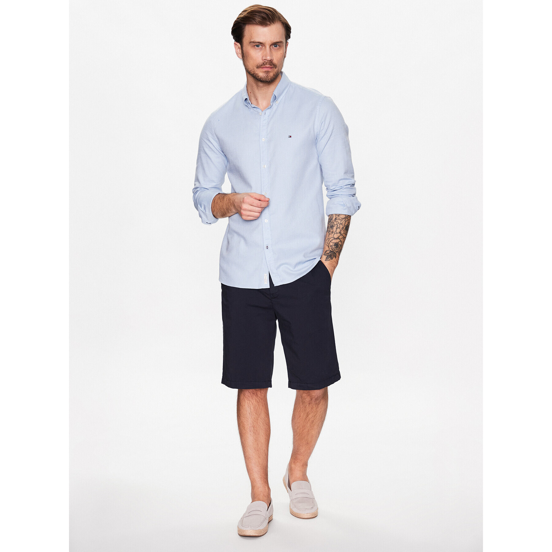 Tommy Hilfiger Košeľa Natural MW0MW30687 Modrá Slim Fit - Pepit.sk