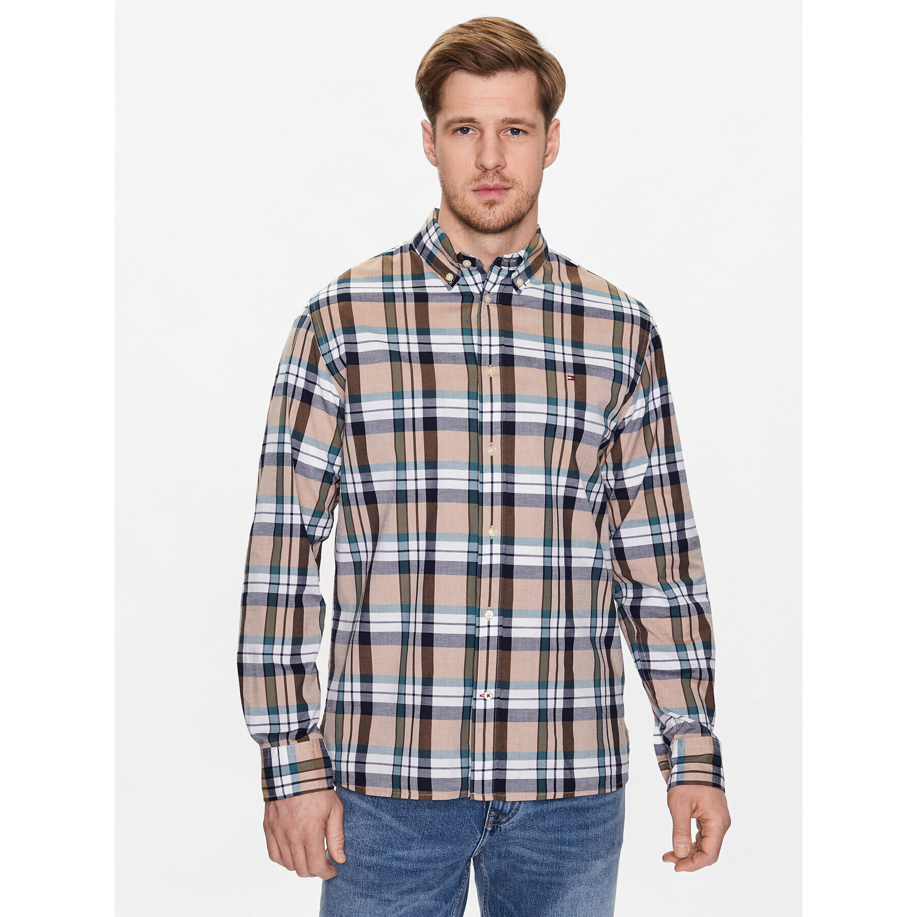 Tommy Hilfiger Košeľa Natural Soft Tartan MW0MW30683 Farebná Regular Fit - Pepit.sk