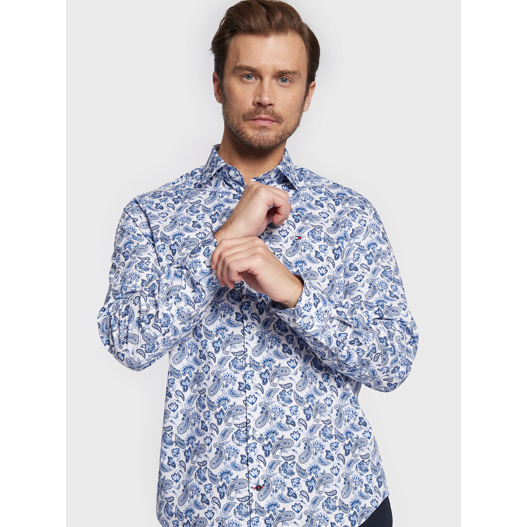 Tommy Hilfiger Košeľa Paisley Print MW0MW28498 Modrá Regular Fit - Pepit.sk