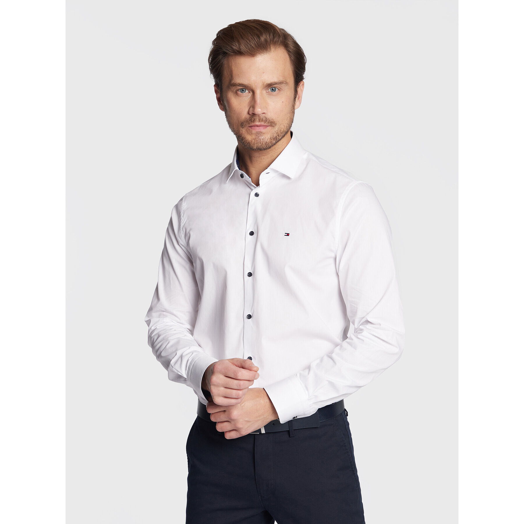 Tommy Hilfiger Košeľa Solid Poplin MW0MW28395 Biela Slim Fit - Pepit.sk