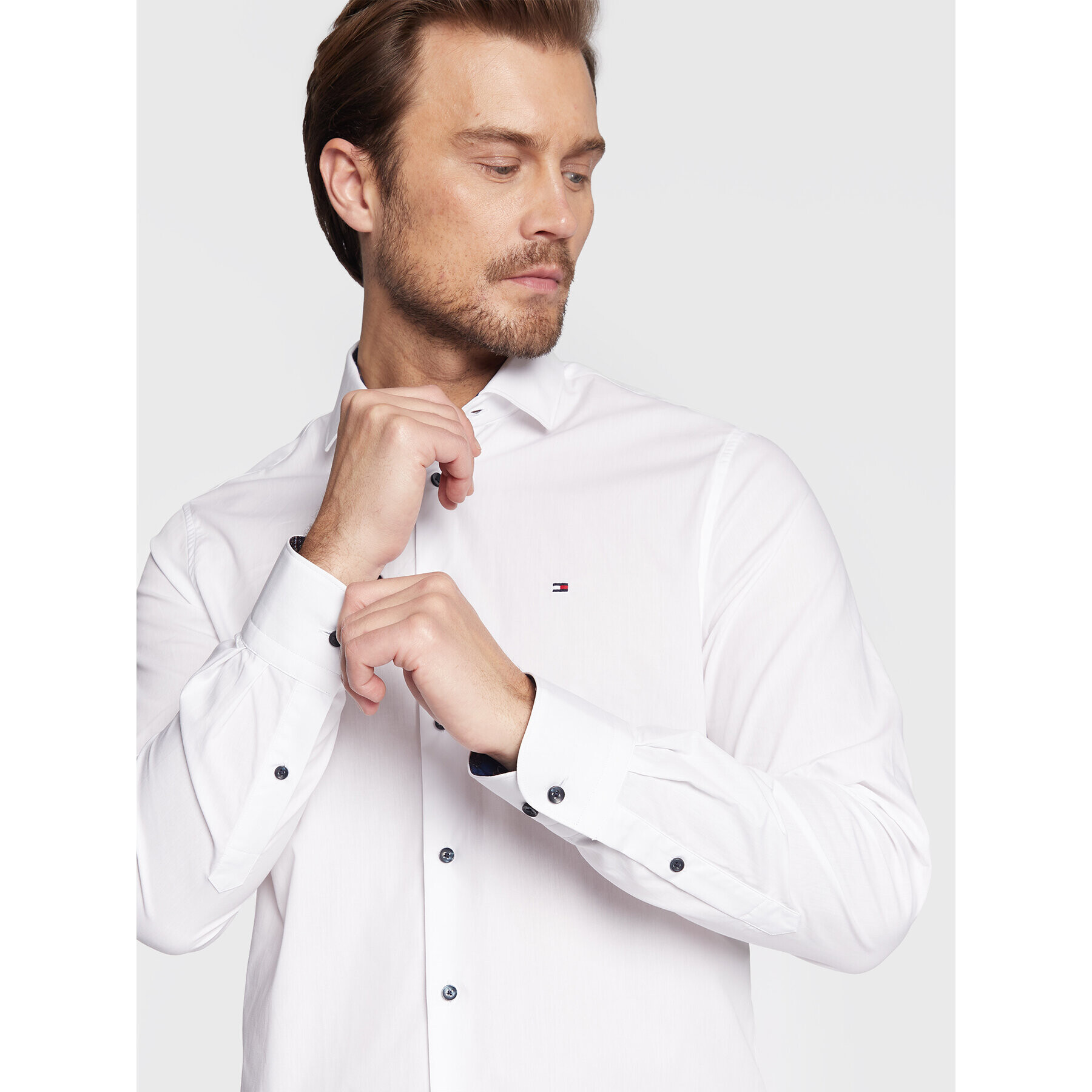 Tommy Hilfiger Košeľa Solid Poplin MW0MW28395 Biela Slim Fit - Pepit.sk