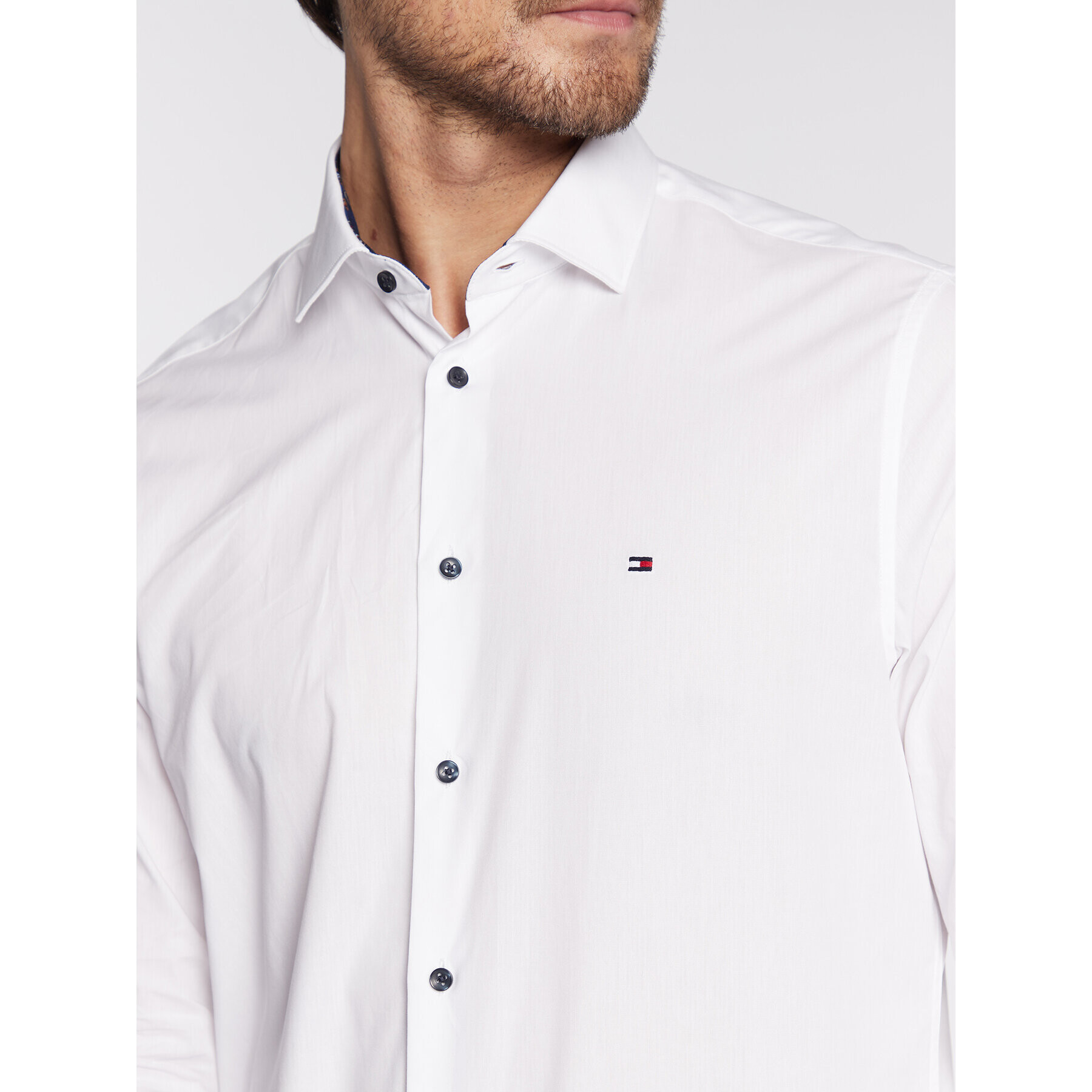 Tommy Hilfiger Košeľa Solid Poplin MW0MW28395 Biela Slim Fit - Pepit.sk