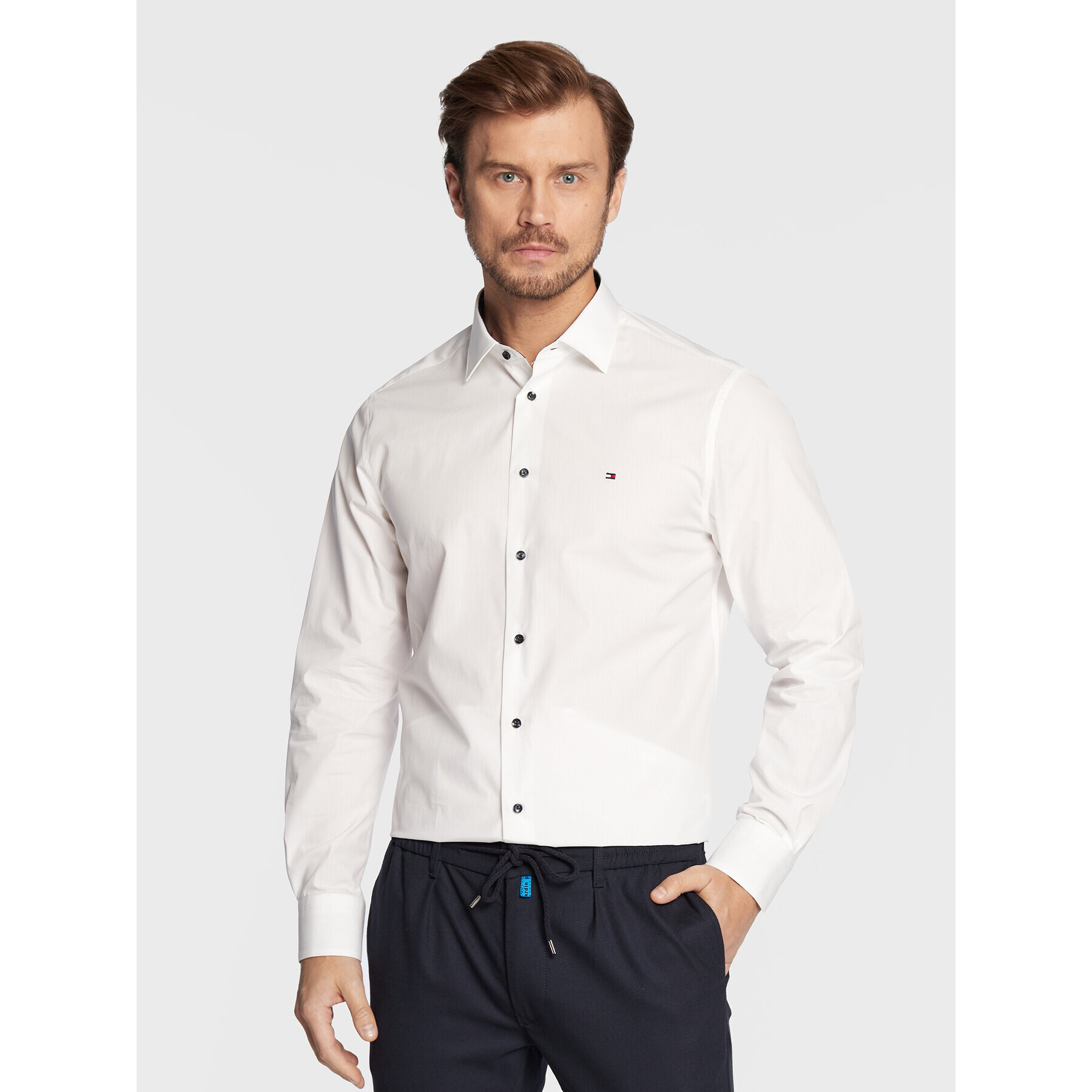 Tommy Hilfiger Košeľa Solid Poplin MW0MW28495 Biela Regular Fit - Pepit.sk