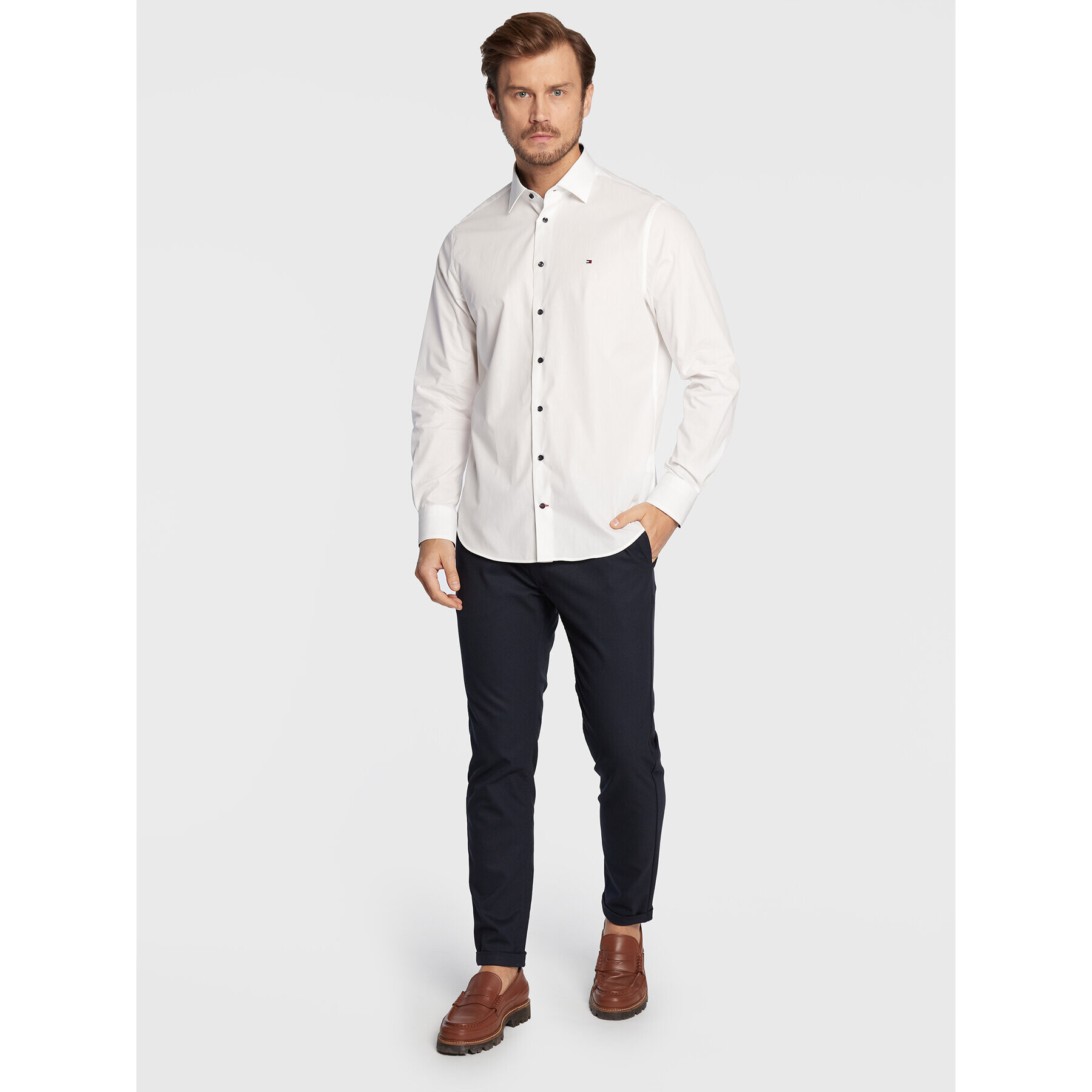 Tommy Hilfiger Košeľa Solid Poplin MW0MW28495 Biela Regular Fit - Pepit.sk