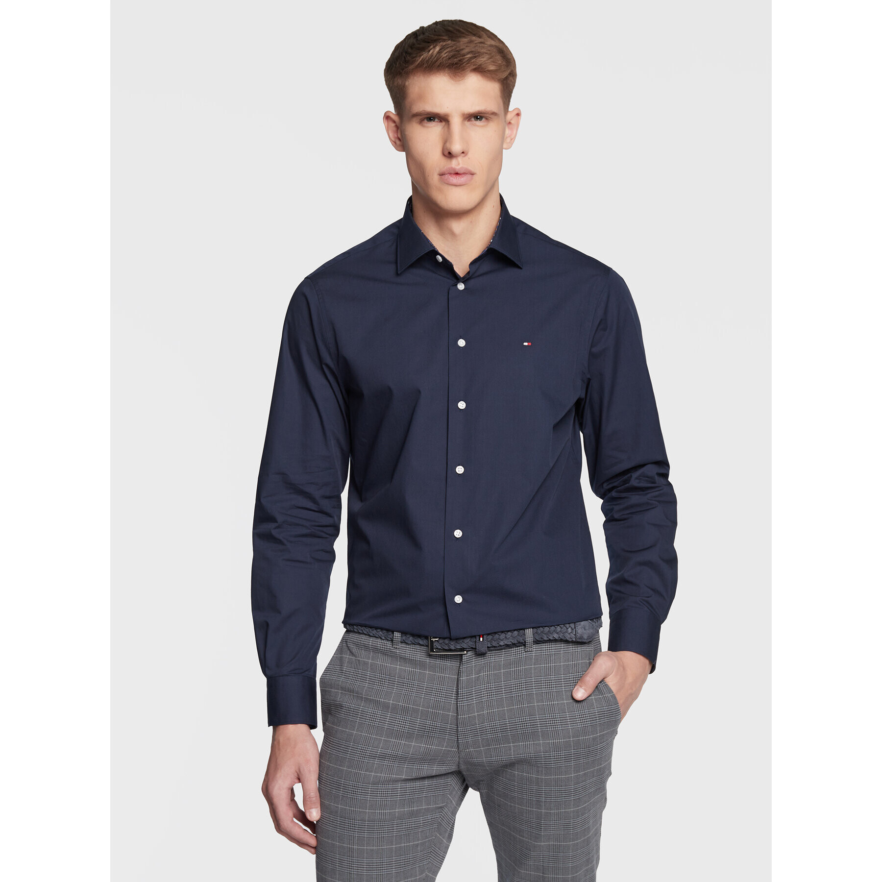 Tommy Hilfiger Košeľa Solid Poplin MW0MW28495 Tmavomodrá Regular Fit - Pepit.sk