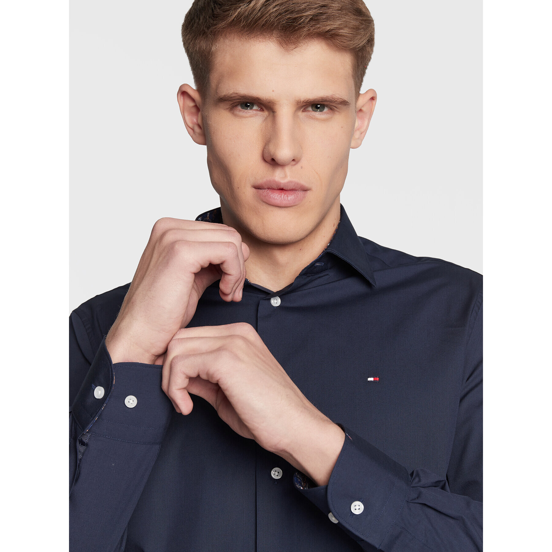 Tommy Hilfiger Košeľa Solid Poplin MW0MW28495 Tmavomodrá Regular Fit - Pepit.sk