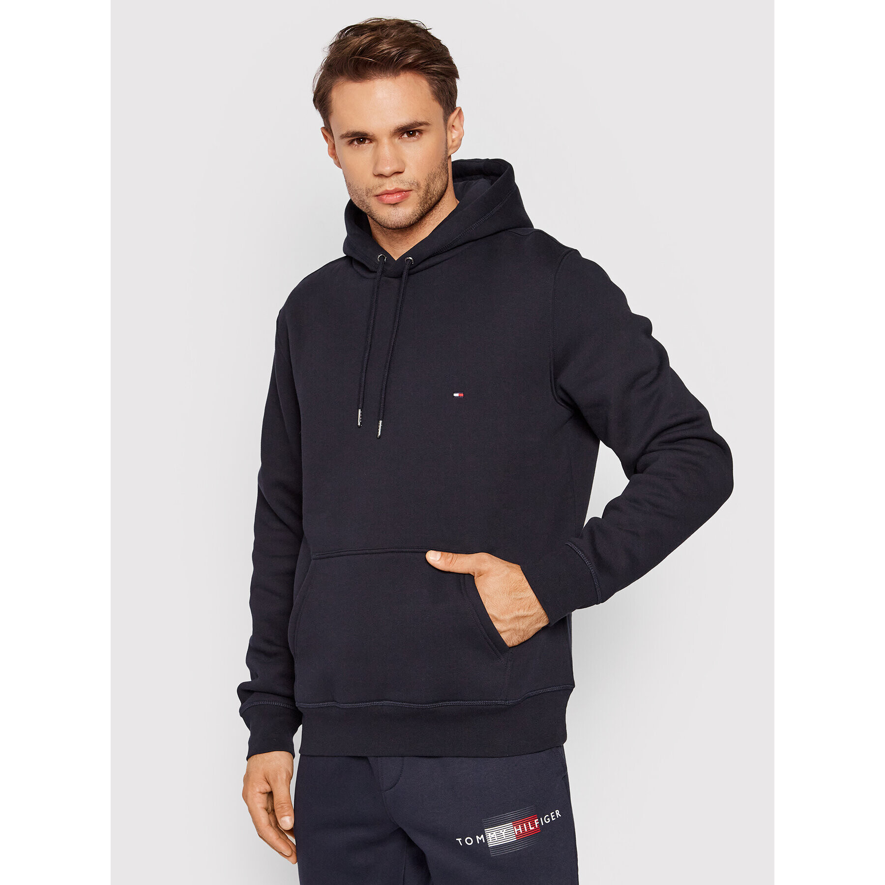 Tommy Hilfiger Mikina Basic Flag MW0MW17022 Tmavomodrá Regular Fit - Pepit.sk