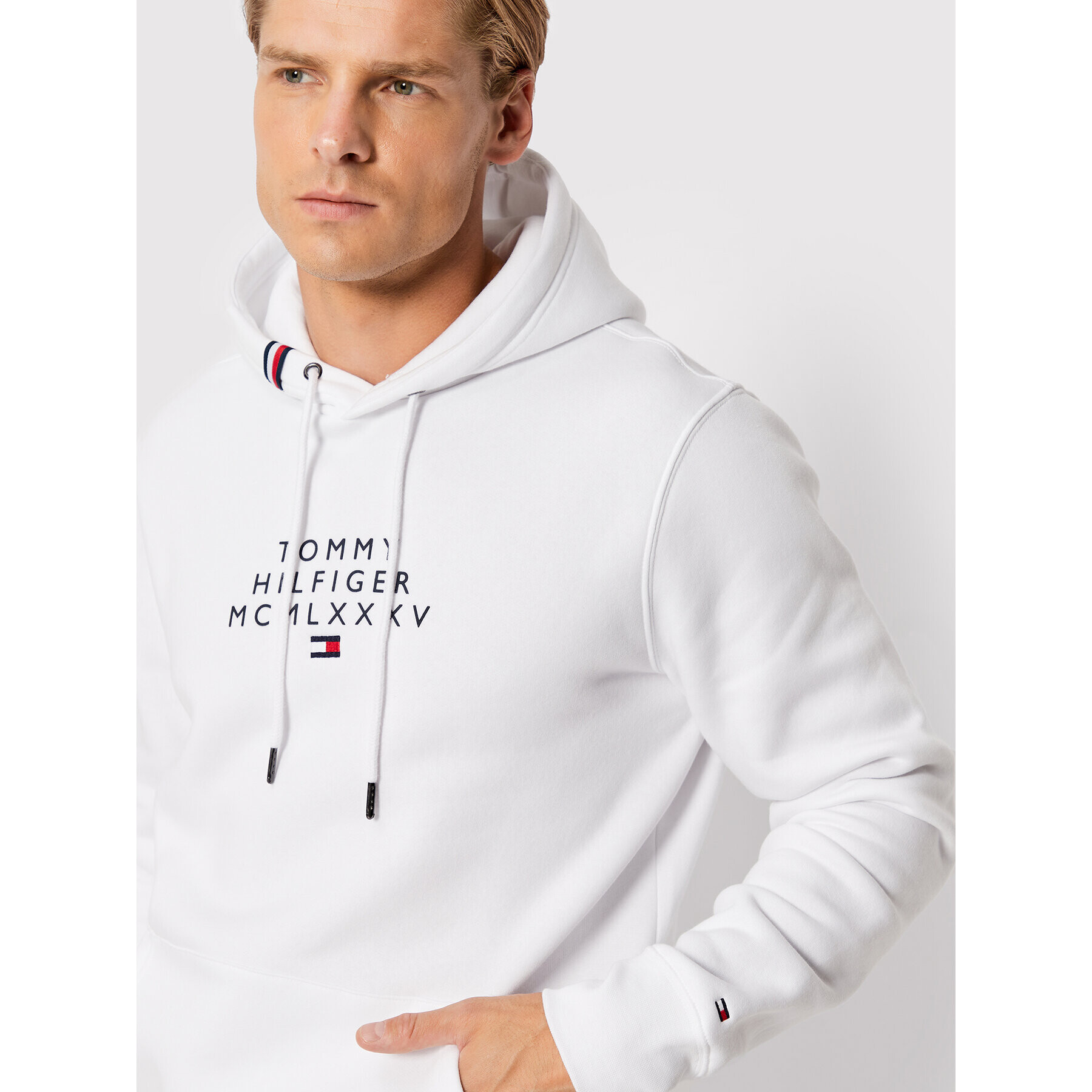 Tommy Hilfiger Mikina Centre Graphic MW0MW24538 Biela Regular Fit - Pepit.sk