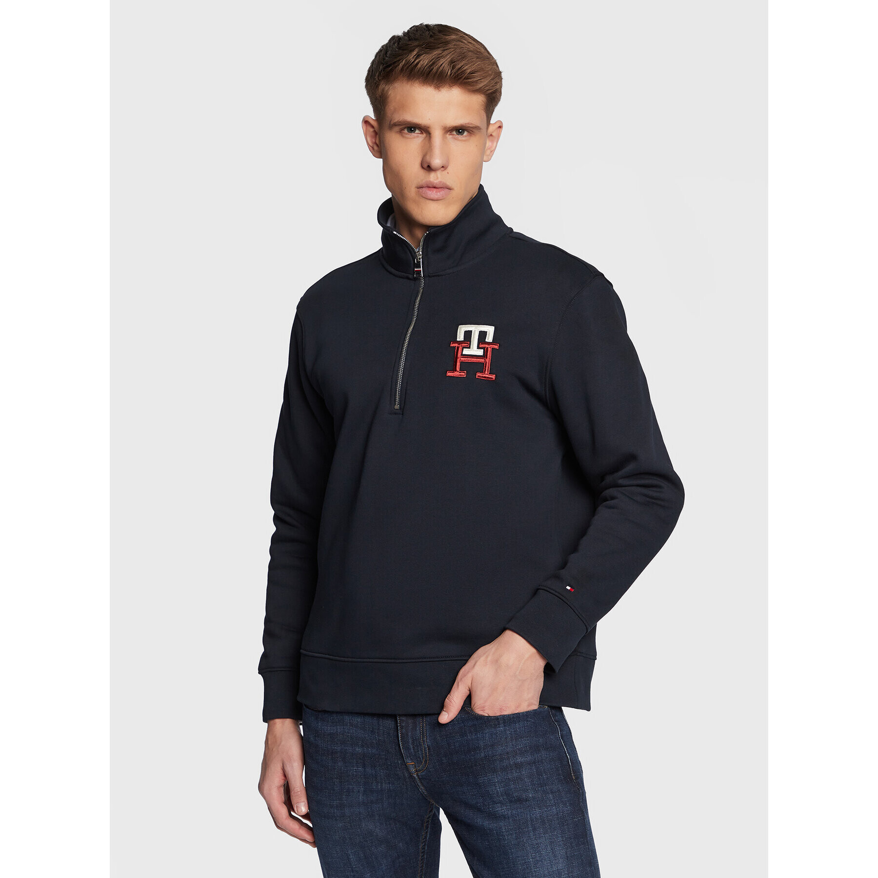 Tommy Hilfiger Mikina Essential Monogram MW0MW29304 Tmavomodrá Regular Fit - Pepit.sk