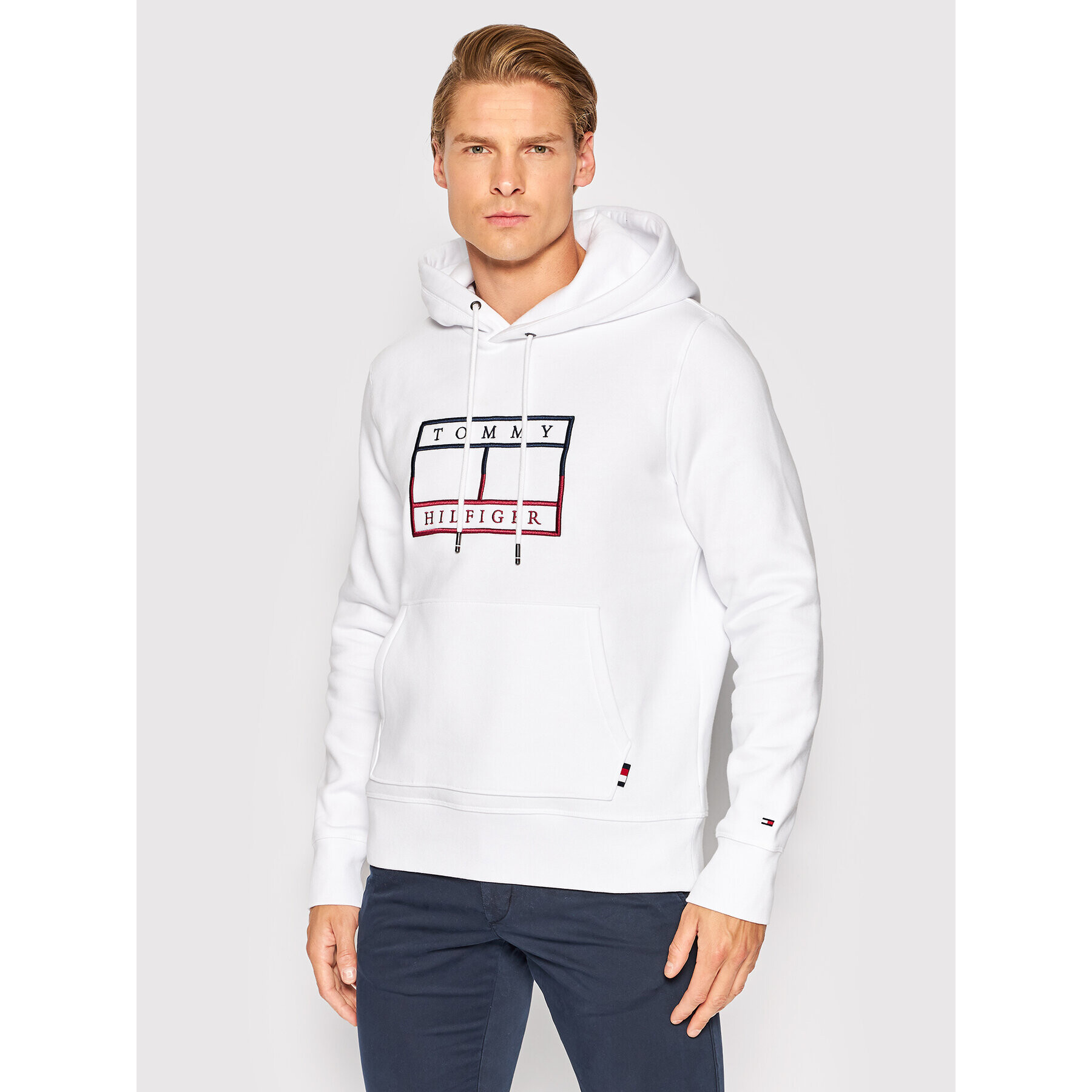 Tommy Hilfiger Mikina Flag MW0MW25600 Biela Regular Fit - Pepit.sk