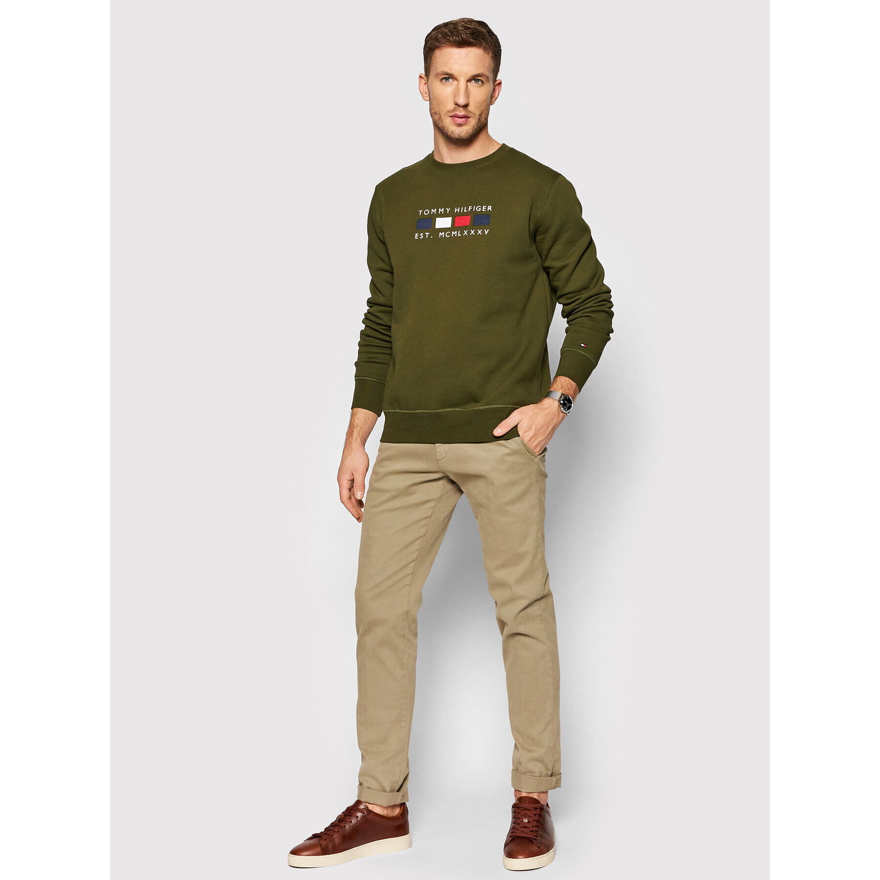 Tommy Hilfiger Mikina Four Flags MW0MW20133 Zelená Regular Fit - Pepit.sk