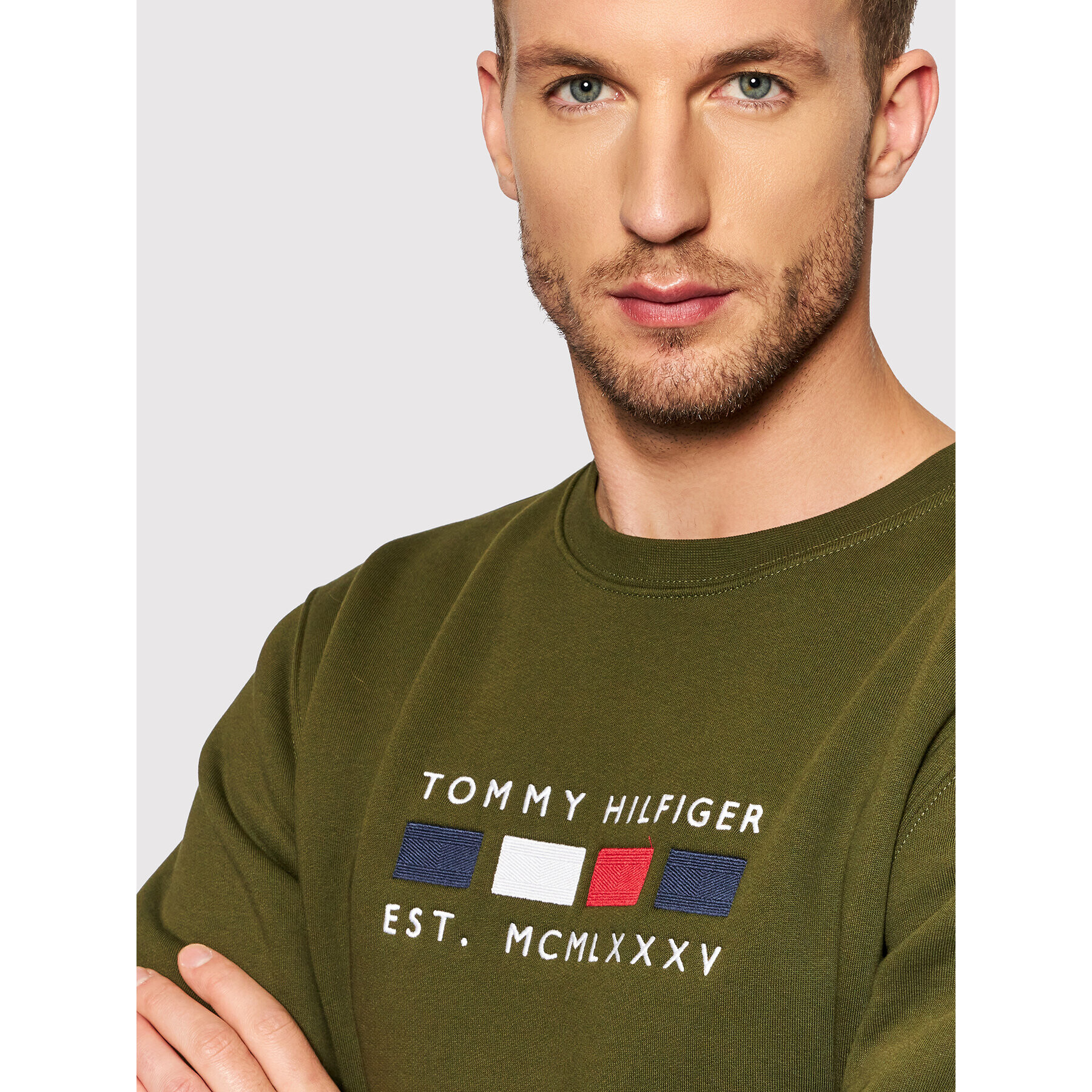 Tommy Hilfiger Mikina Four Flags MW0MW20133 Zelená Regular Fit - Pepit.sk