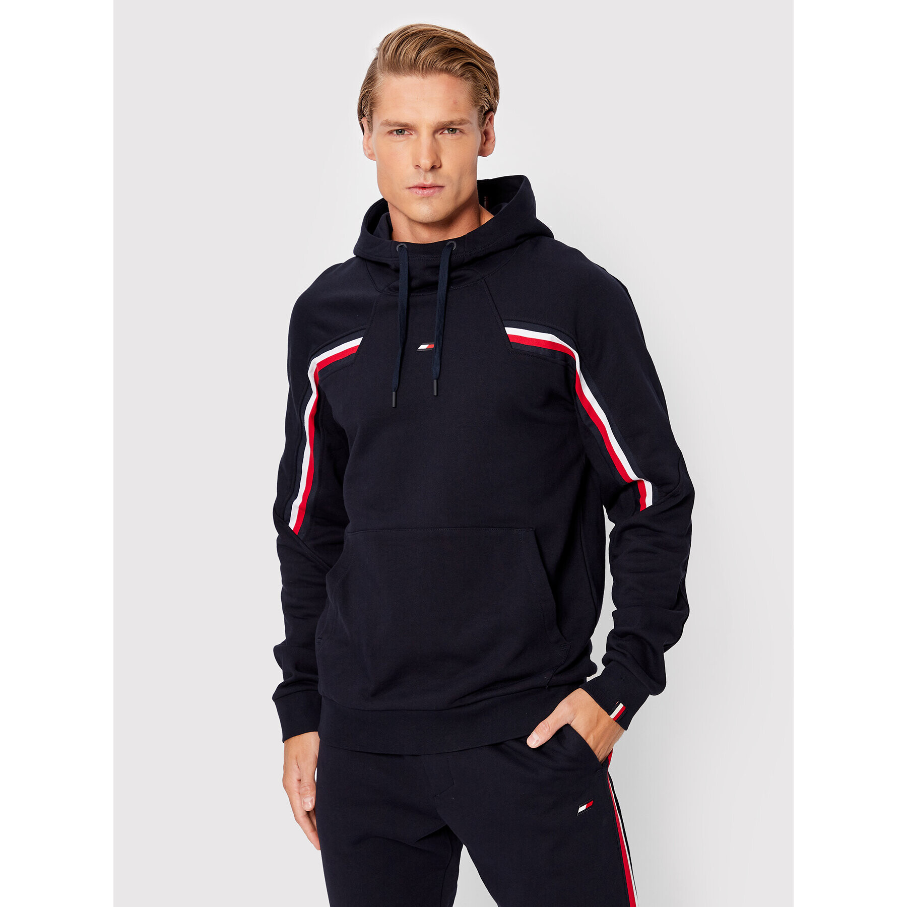 Tommy Hilfiger Mikina Global Stripe MW0MW25276 Tmavomodrá Regular Fit - Pepit.sk