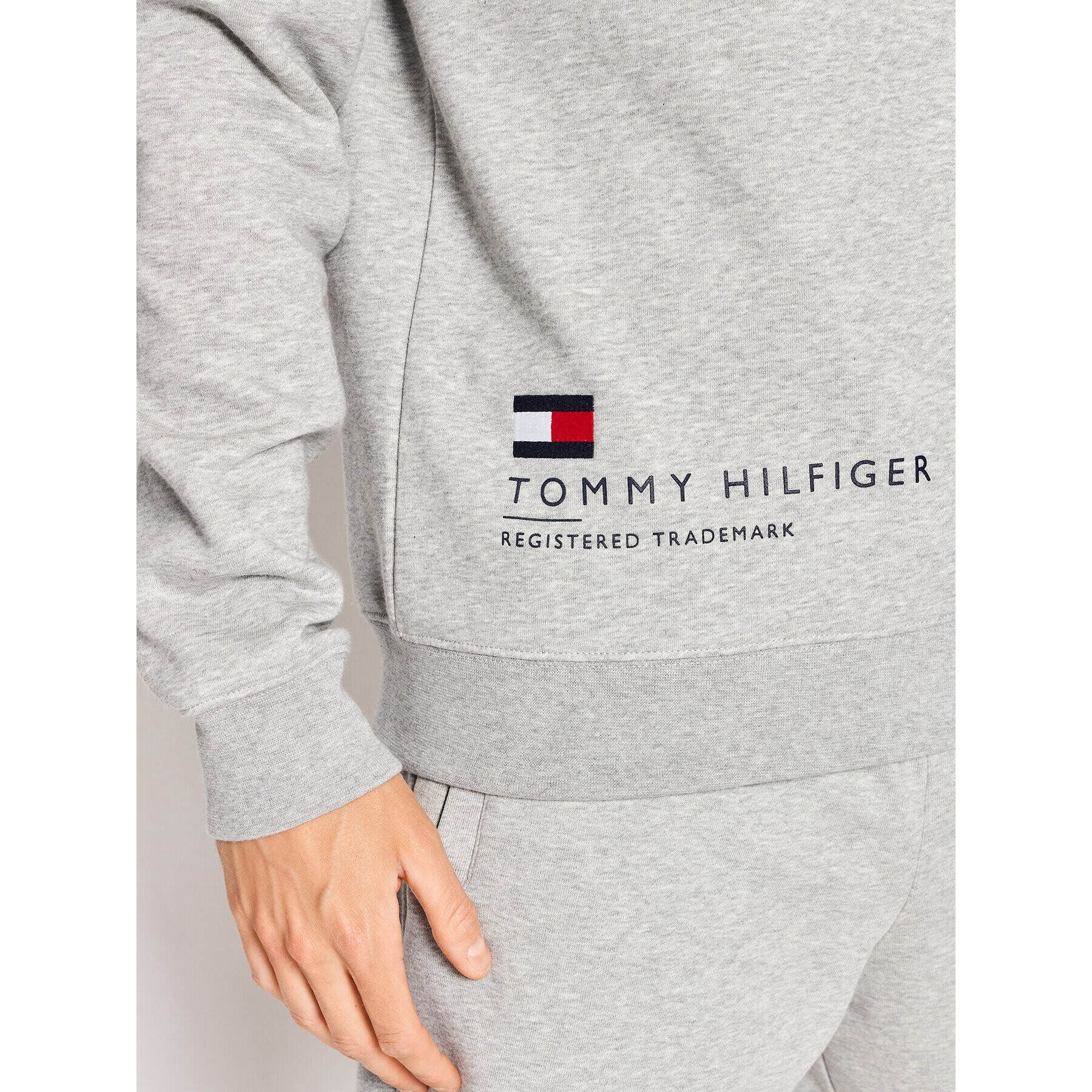 Tommy Hilfiger Mikina Hem Placement MW0MW25068 Sivá Regular Fit - Pepit.sk