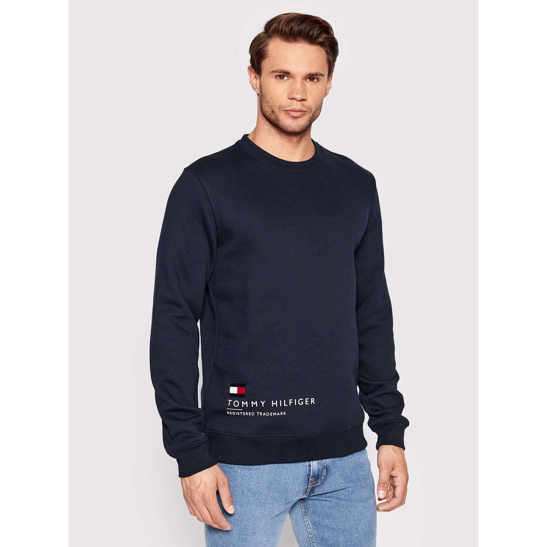 Tommy Hilfiger Mikina Hem Placement MW0MW25068 Tmavomodrá Regular Fit - Pepit.sk