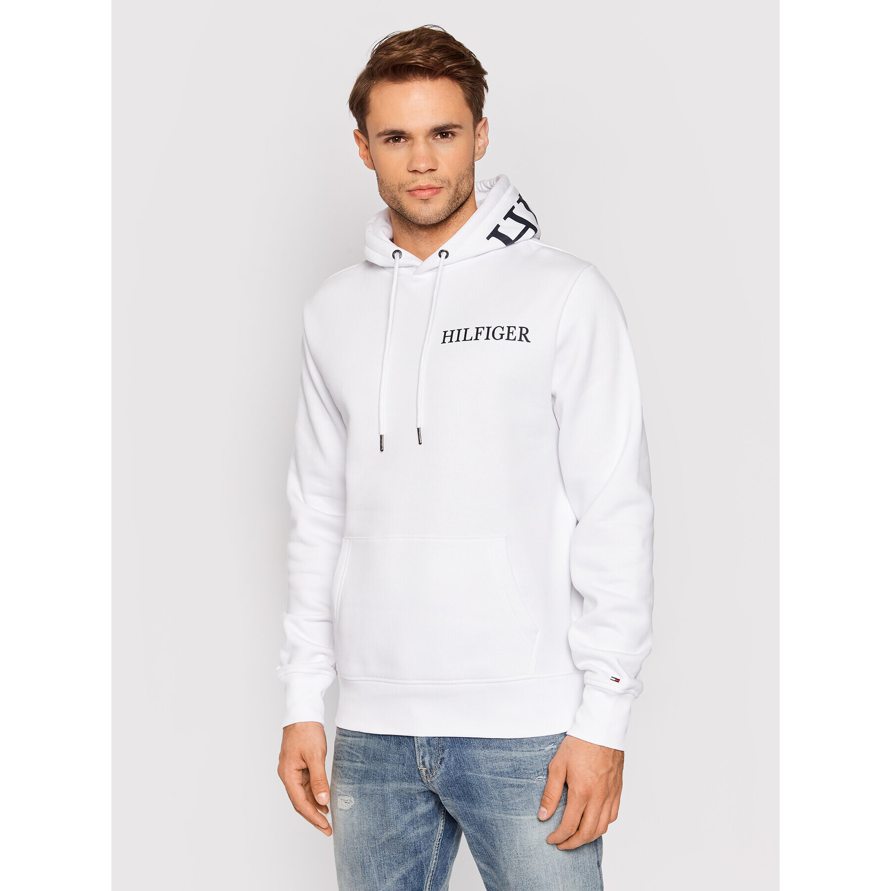 Tommy Hilfiger Mikina Hilfiger Logo Hoody MW0MW21424 Biela Regular Fit - Pepit.sk