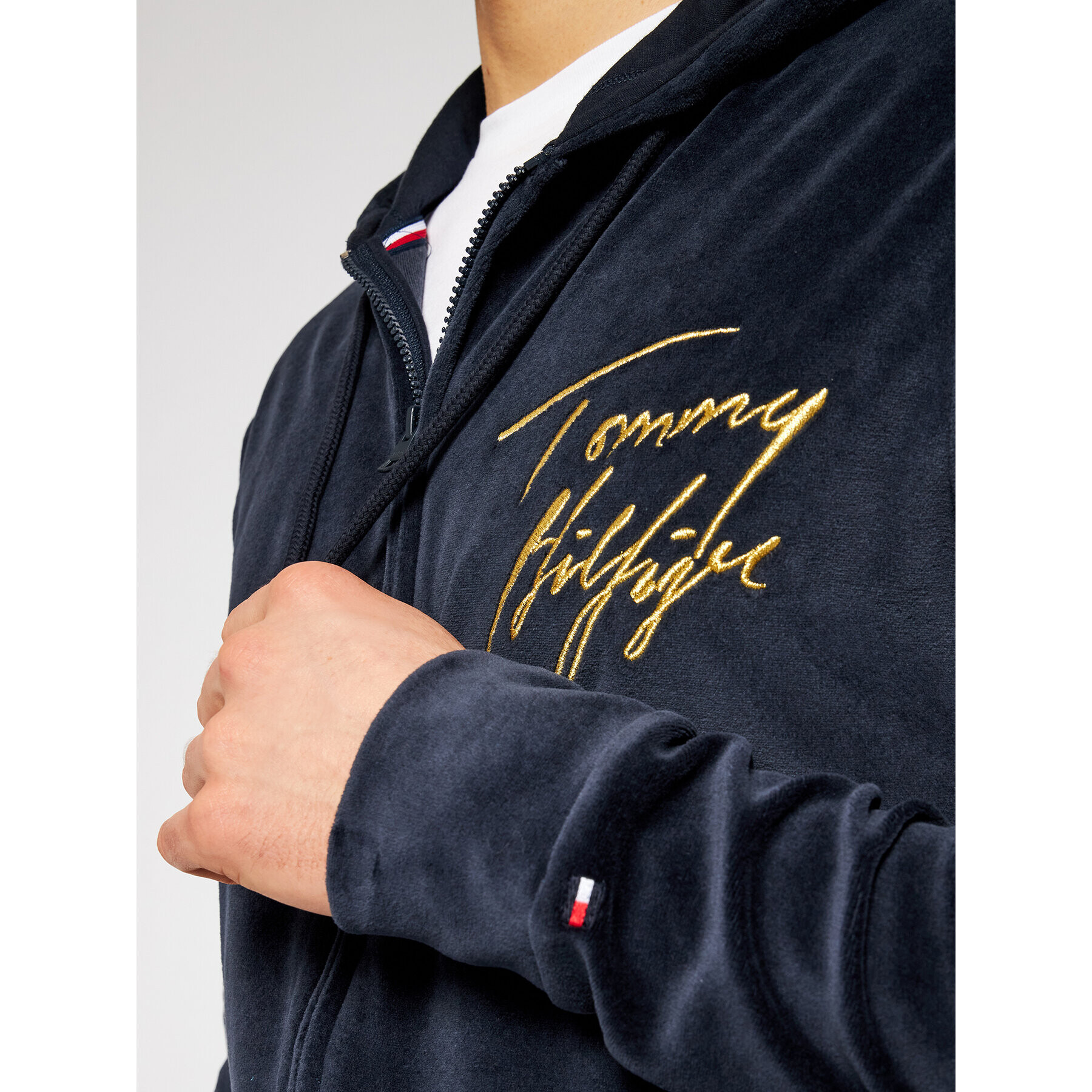 Tommy Hilfiger Mikina Hoody Ls Fz Velour UM0UM01932 Tmavomodrá Regular Fit - Pepit.sk