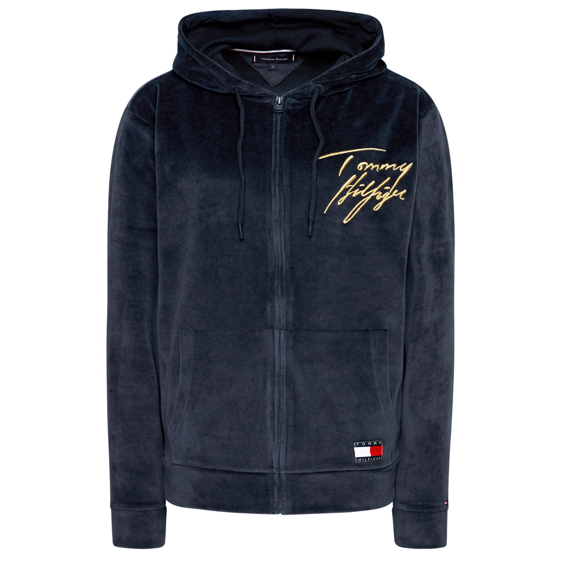 Tommy Hilfiger Mikina Hoody Ls Fz Velour UM0UM01932 Tmavomodrá Regular Fit - Pepit.sk