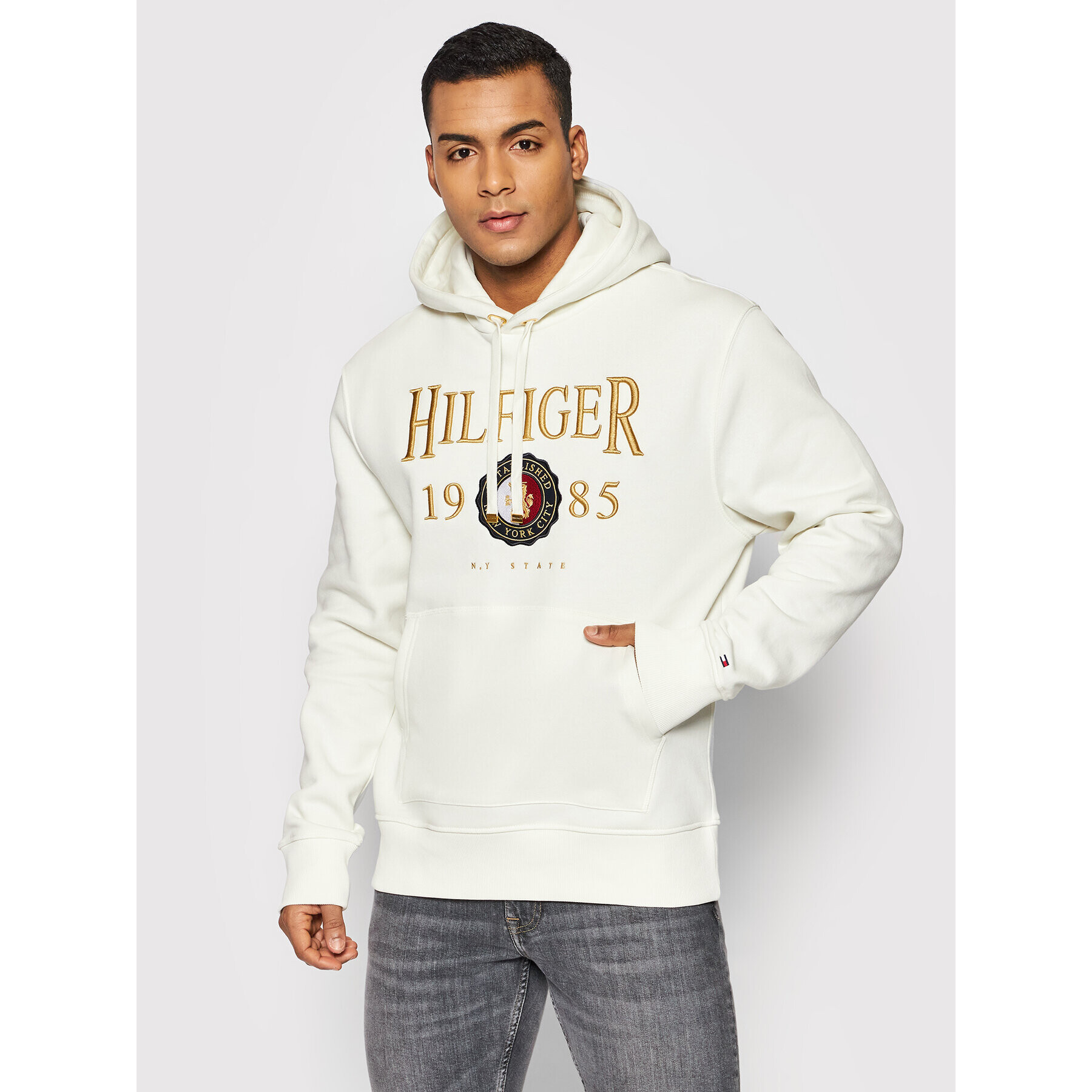 Tommy Hilfiger Mikina Icon Crest MW0MW22124 Biela Regular Fit - Pepit.sk