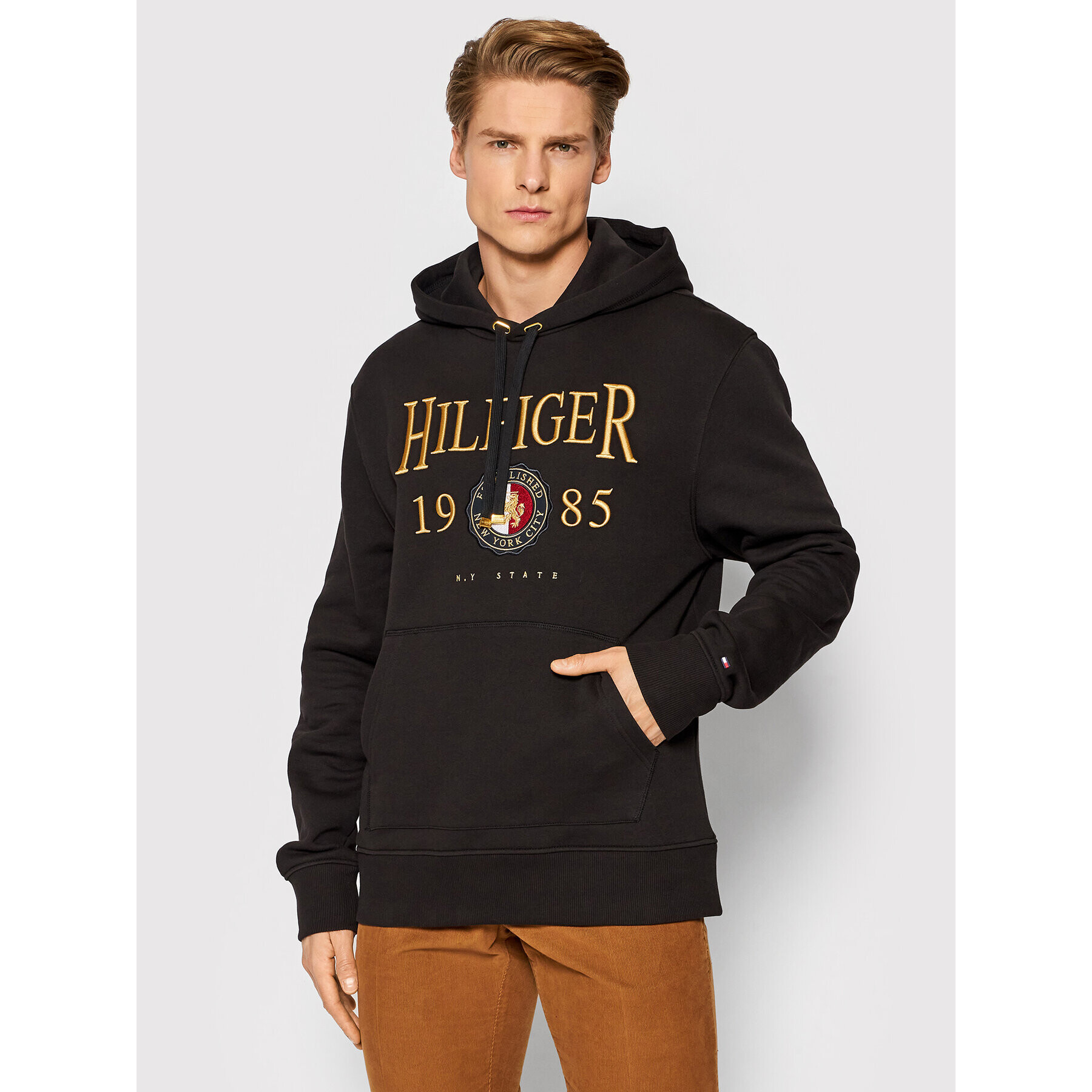 Tommy Hilfiger Mikina Icon Crest MW0MW22124 Čierna Relaxed Fit - Pepit.sk