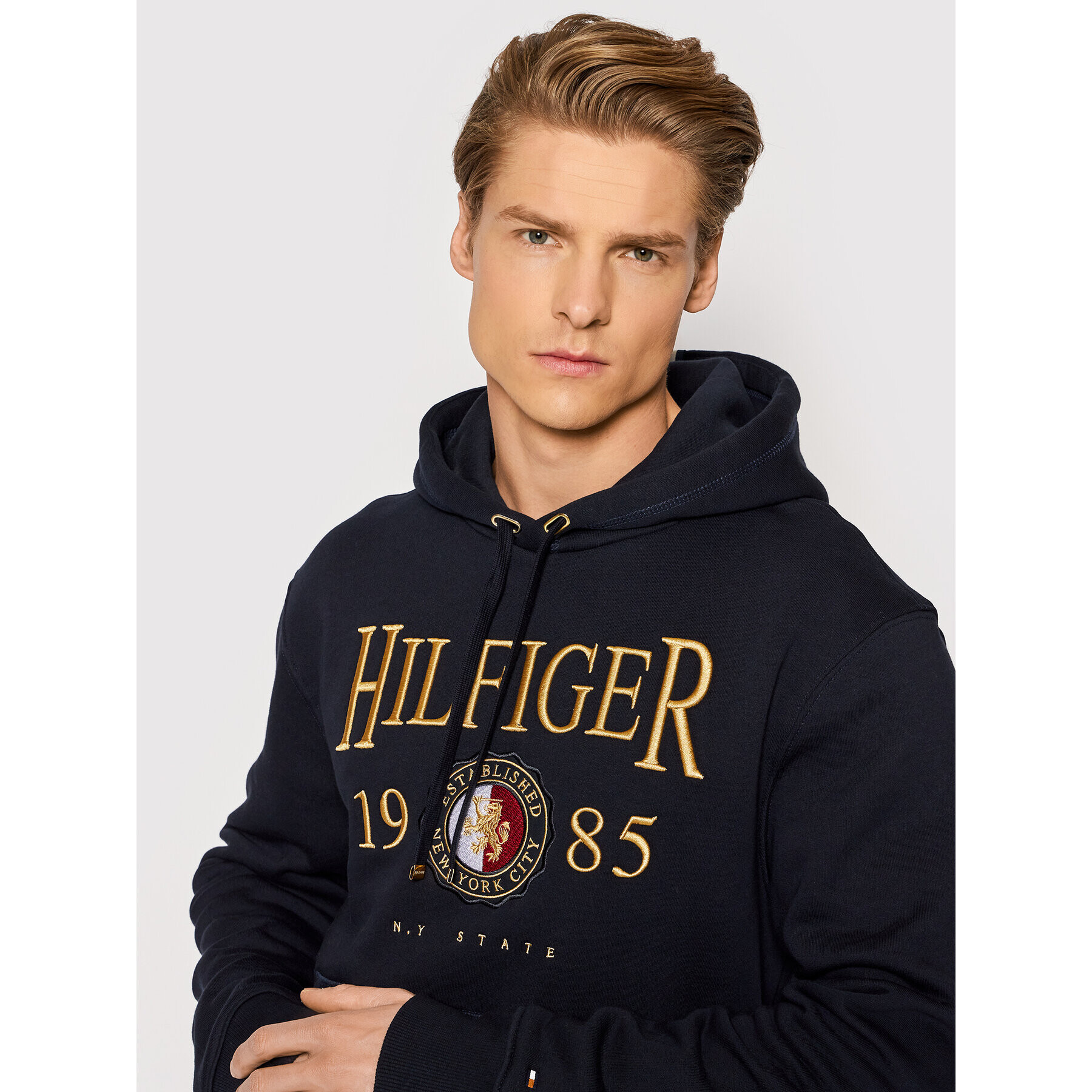 Tommy Hilfiger Mikina Icon Crest MW0MW22124 Tmavomodrá Regular Fit - Pepit.sk