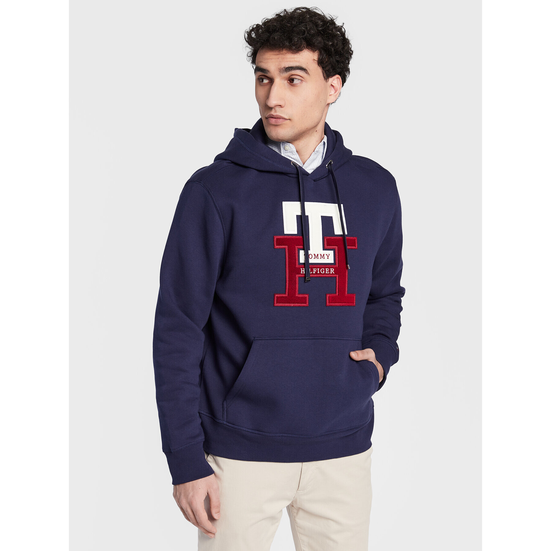 Tommy Hilfiger Mikina Icon Monogram MW0MW29586 Tmavomodrá Relaxed Fit - Pepit.sk