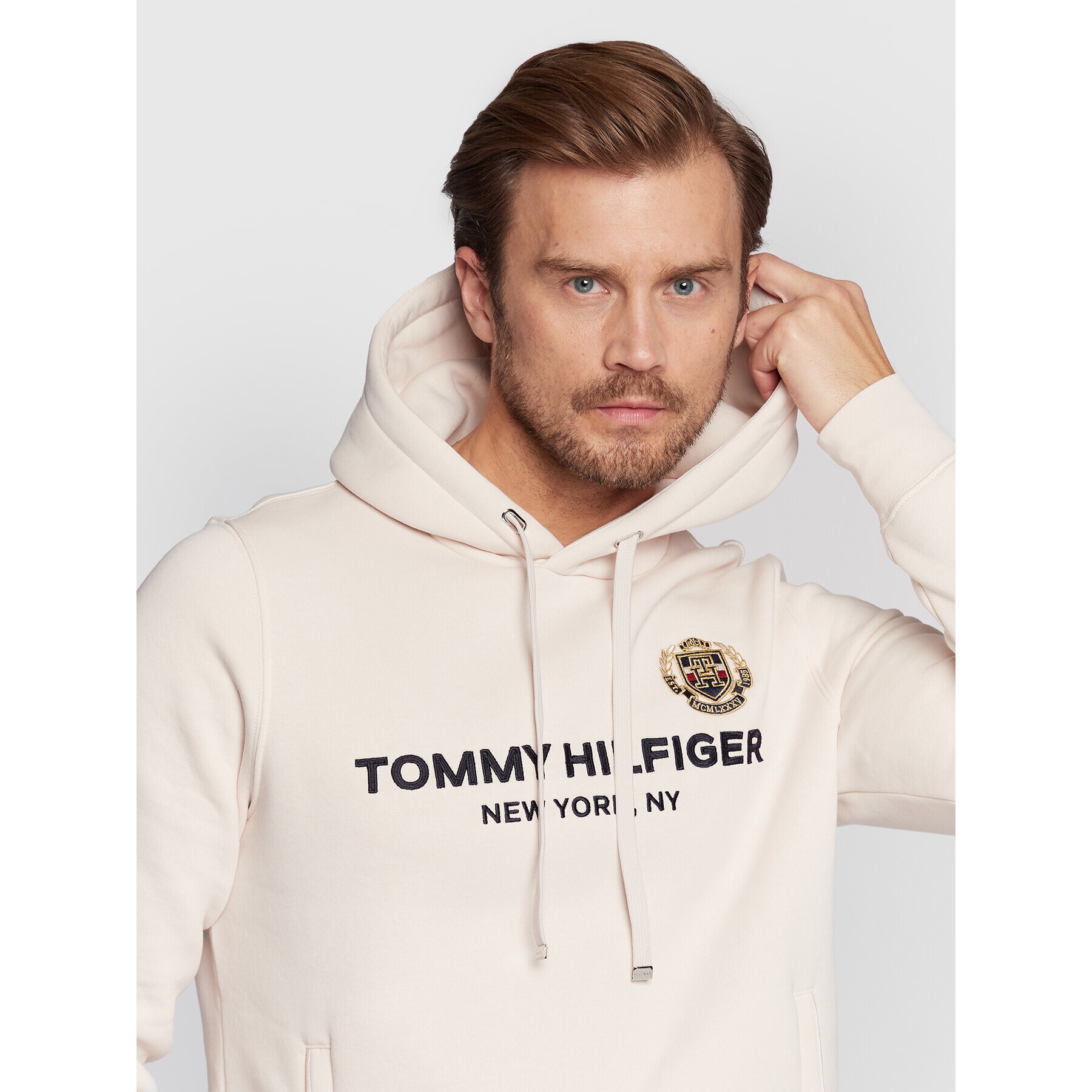 Tommy Hilfiger Mikina Icon Stack Crest MW0MW29332 Béžová Regular Fit - Pepit.sk