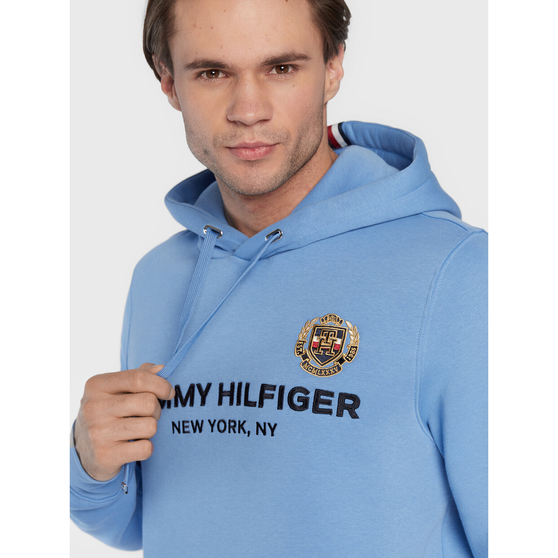 Tommy Hilfiger Mikina Icon Stack Crest MW0MW29332 Modrá Regular Fit - Pepit.sk