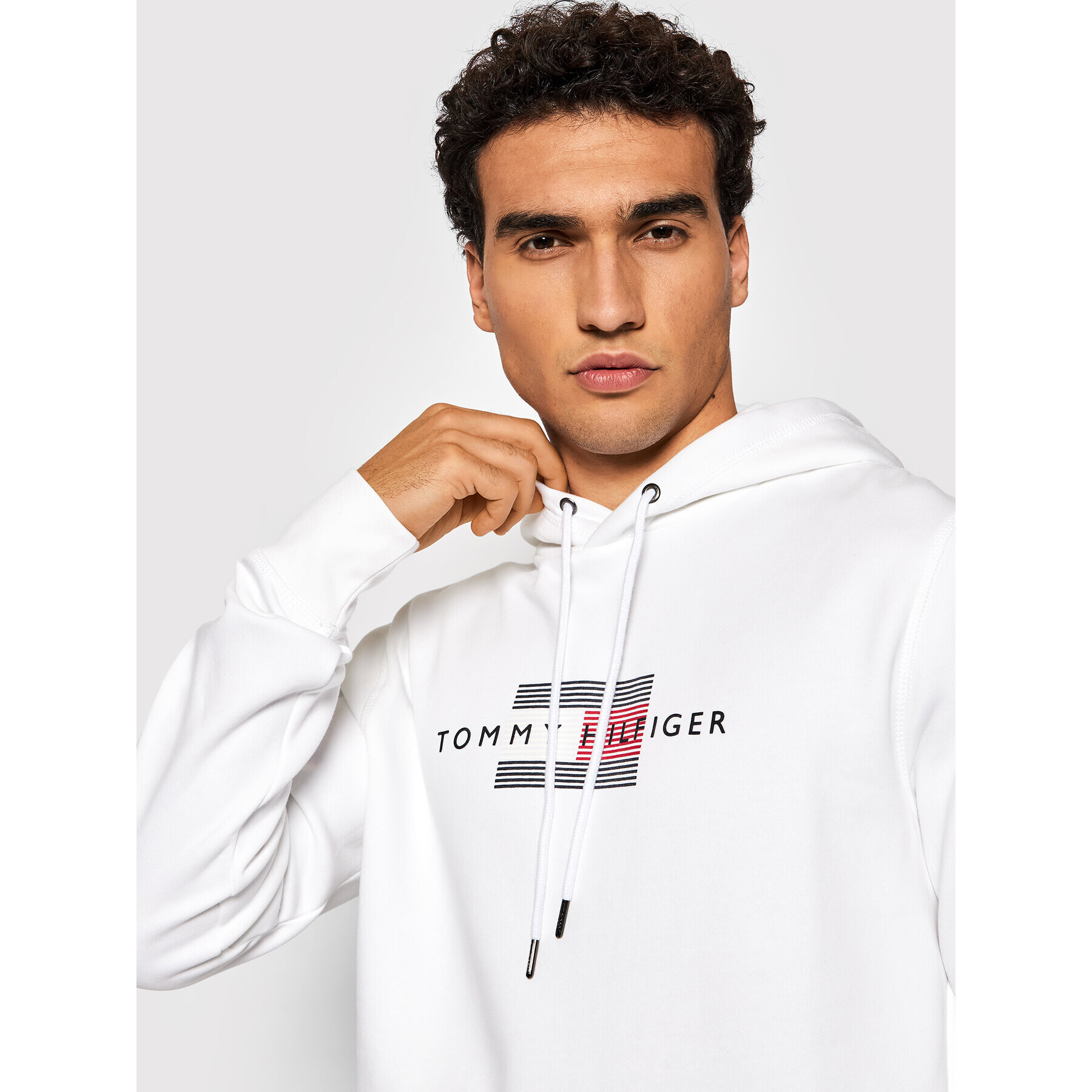 Tommy Hilfiger Mikina Lines MW0MW20952 Biela Regular Fit - Pepit.sk