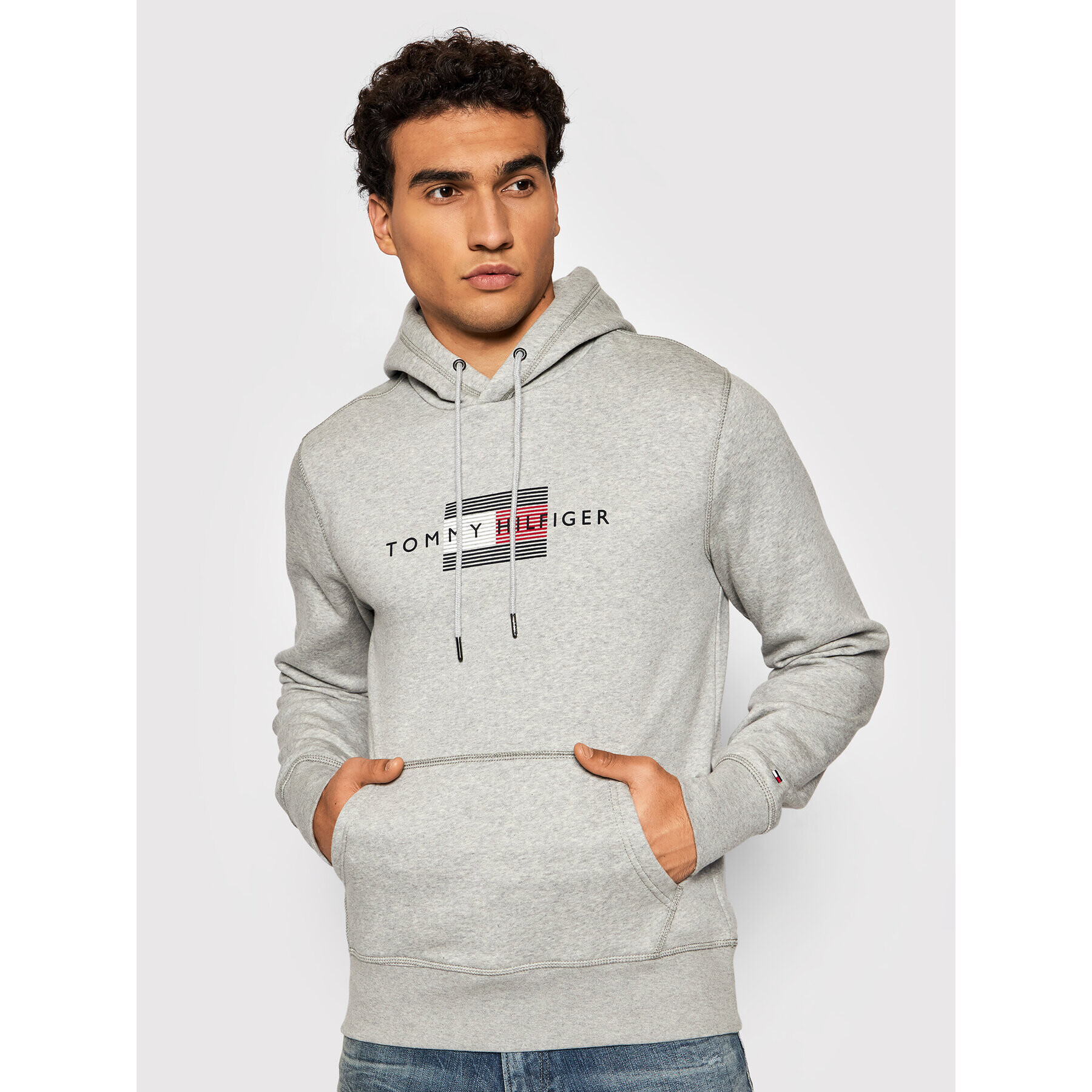 Tommy Hilfiger Mikina Lines MW0MW20952 Sivá Regular Fit - Pepit.sk