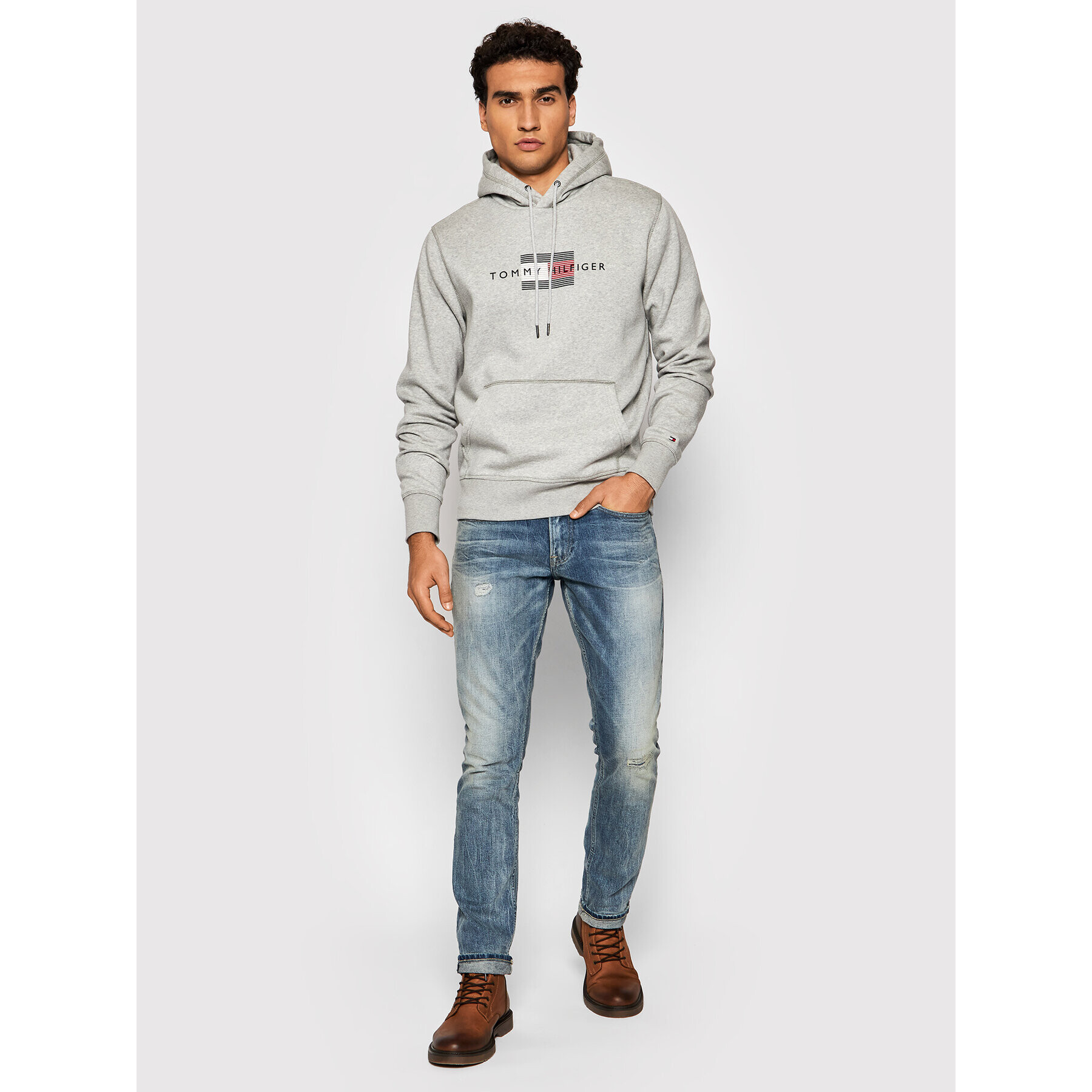 Tommy Hilfiger Mikina Lines MW0MW20952 Sivá Regular Fit - Pepit.sk