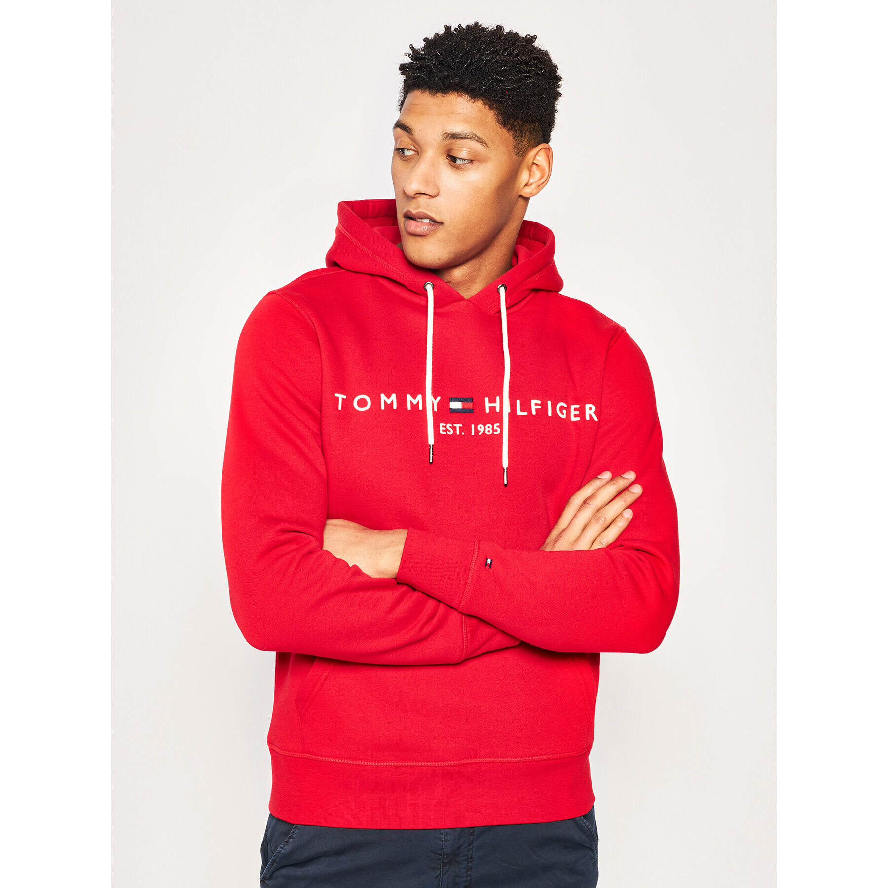 Tommy Hilfiger Mikina Logo Hoody MW0MW11599 Červená Regular Fit - Pepit.sk