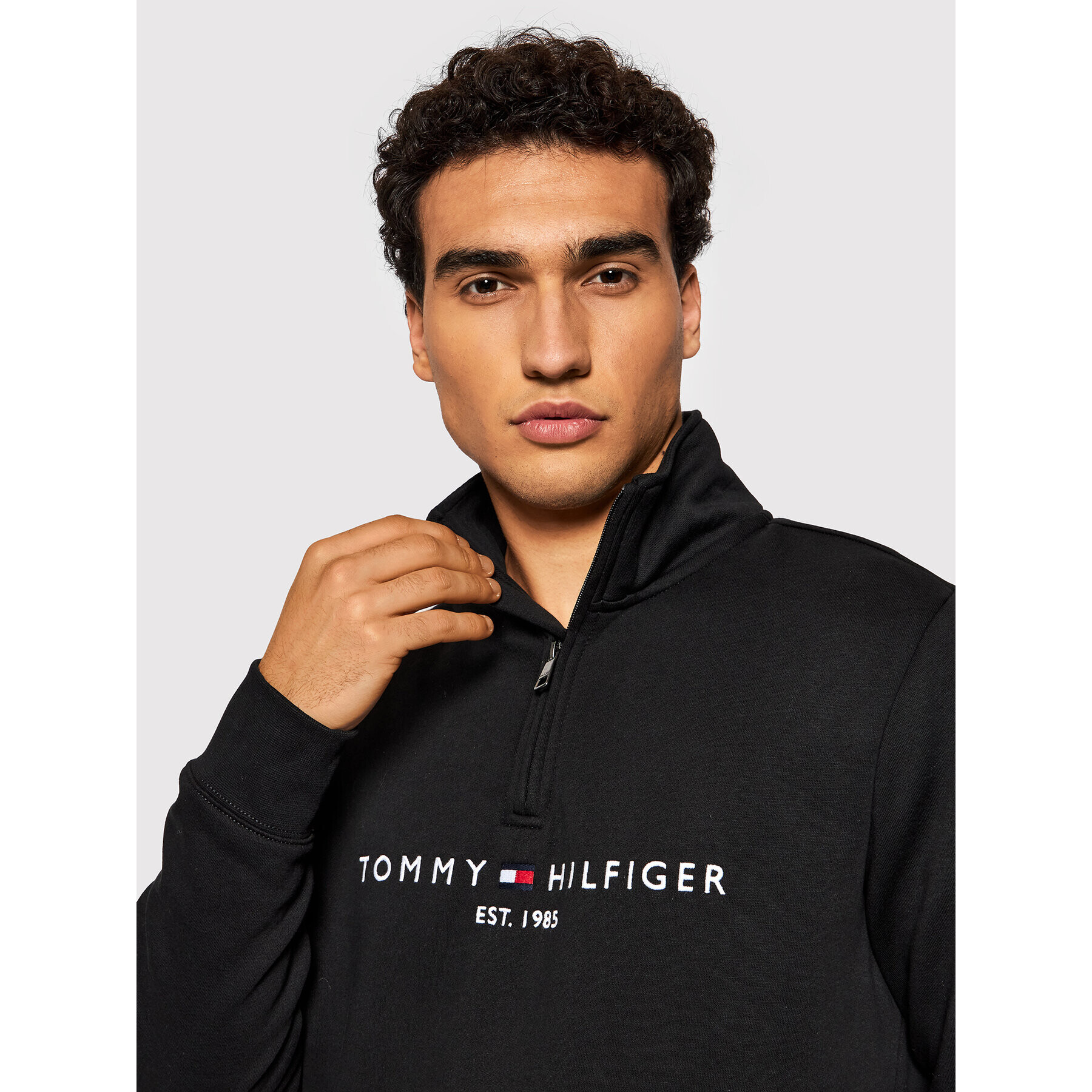 Tommy Hilfiger Mikina Logo Mockneck MW0MW20954 Čierna Regular Fit - Pepit.sk